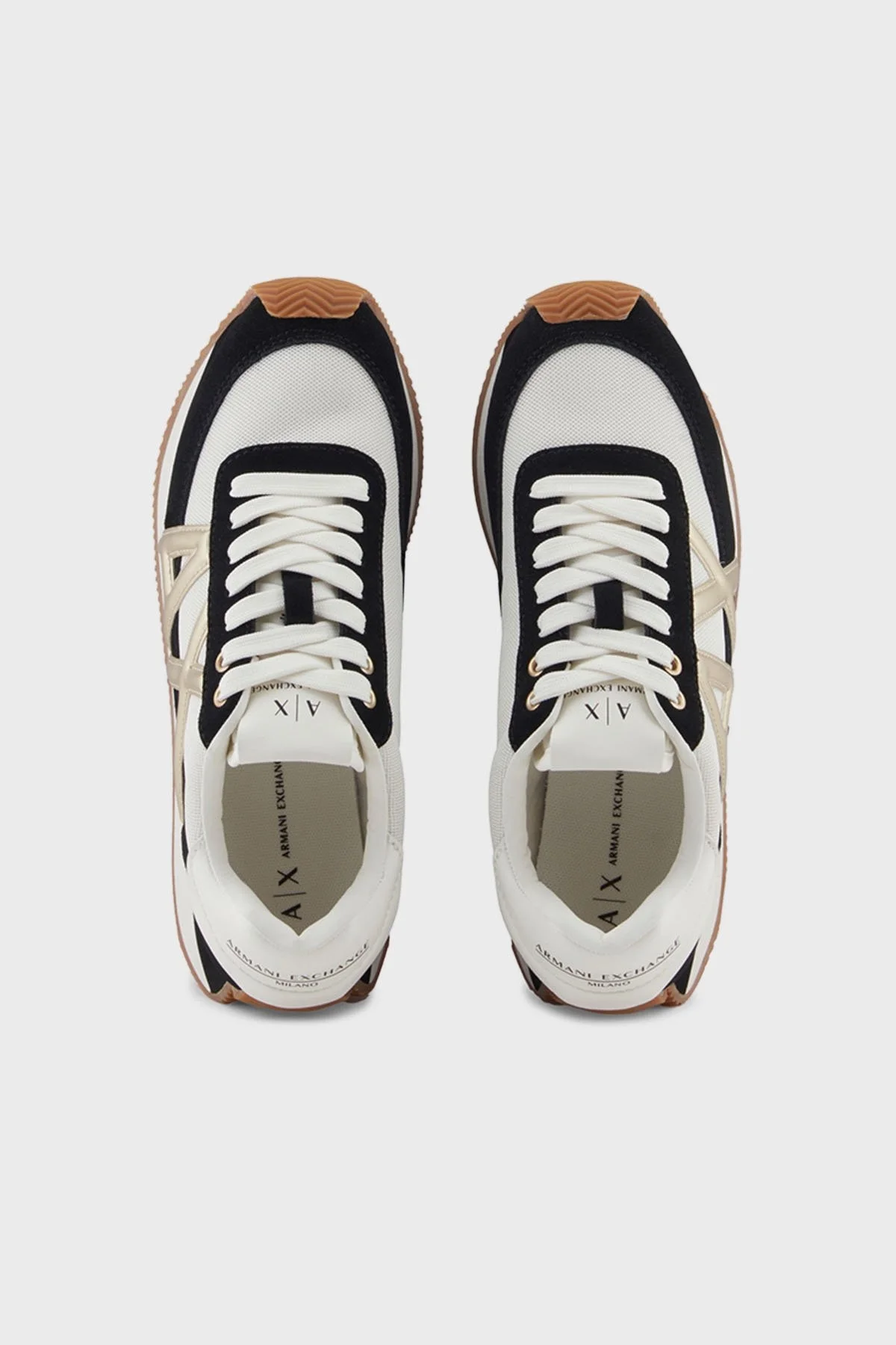 Armani Exchange Logolu Hakiki Deri Paltform Taban Sneaker Bayan Ayakkabı XW002151 AF19396 MC077 SİYAH-GOLD - 3