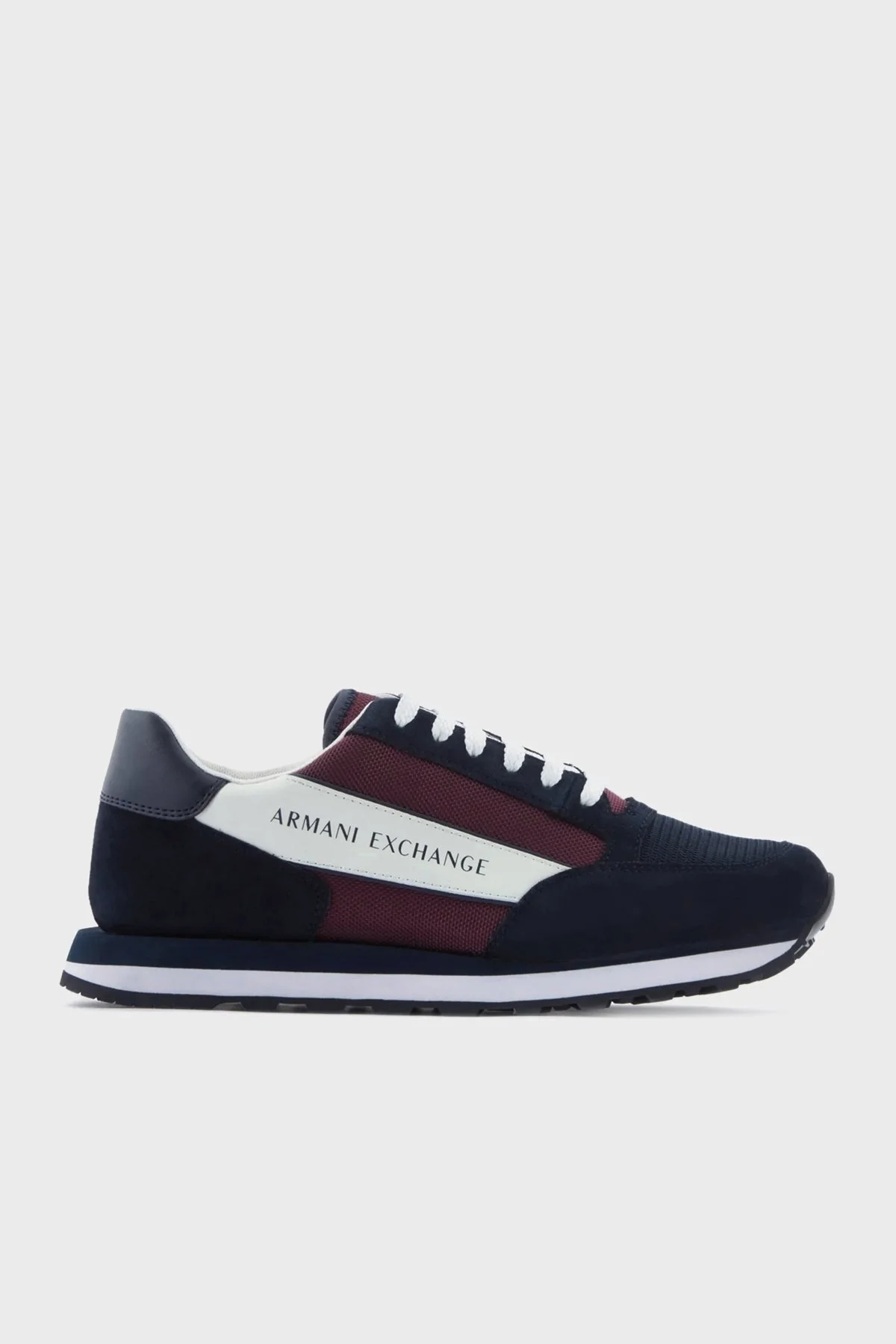 Armani Exchange Logolu Hakiki Deri Sneaker Erkek Ayakkabı XUX083 XV263 S075 Siyah-Beyaz-Bordo - 1