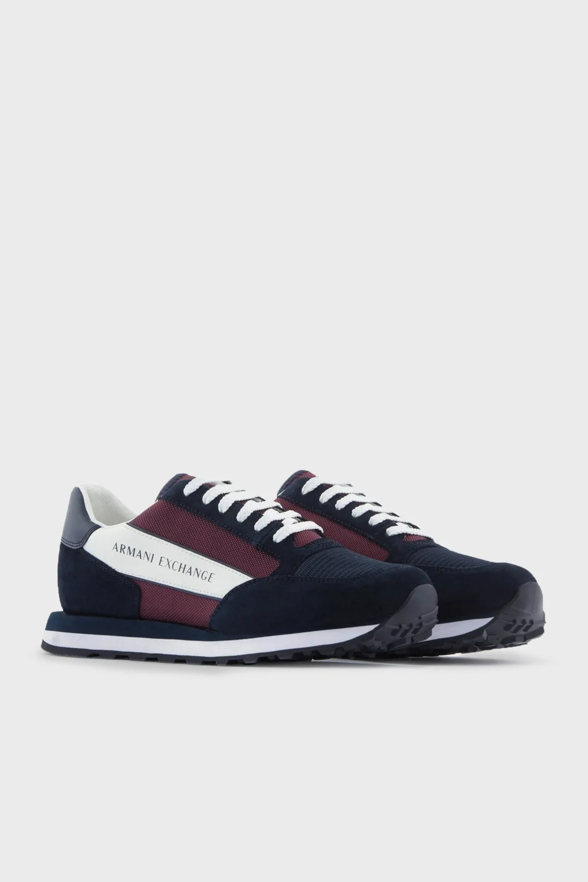 Armani Exchange Logolu Hakiki Deri Sneaker Erkek Ayakkabı XUX083 XV263 S075 Siyah-Beyaz-Bordo - 2