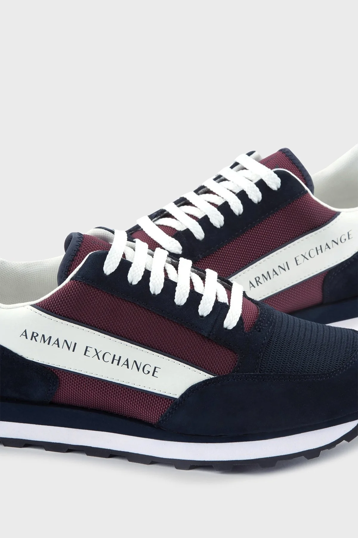 Armani Exchange Logolu Hakiki Deri Sneaker Erkek Ayakkabı XUX083 XV263 S075 Siyah-Beyaz-Bordo - 4