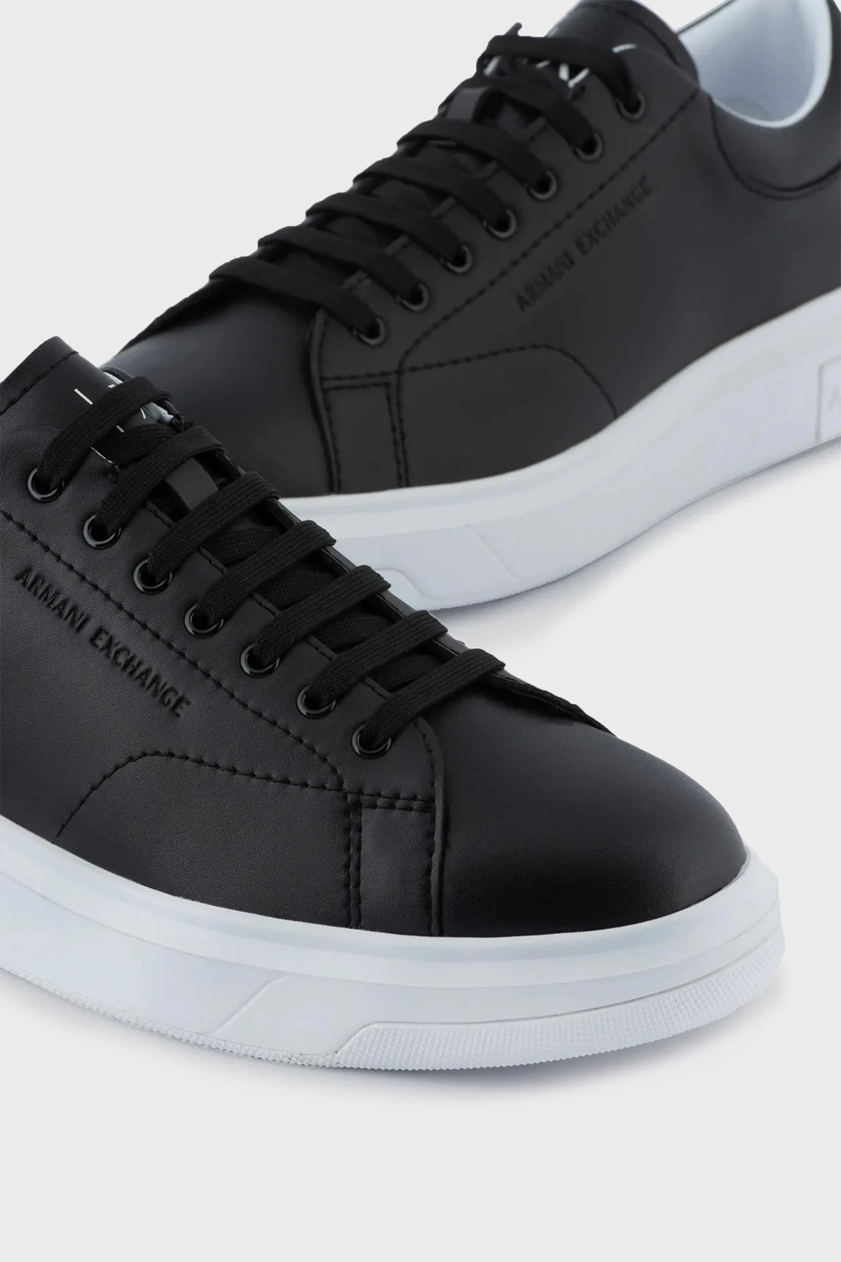 Armani Exchange Logolu Hakiki Deri Sneaker Erkek Ayakkabı XUX123 XV534 00002 SİYAH - 8