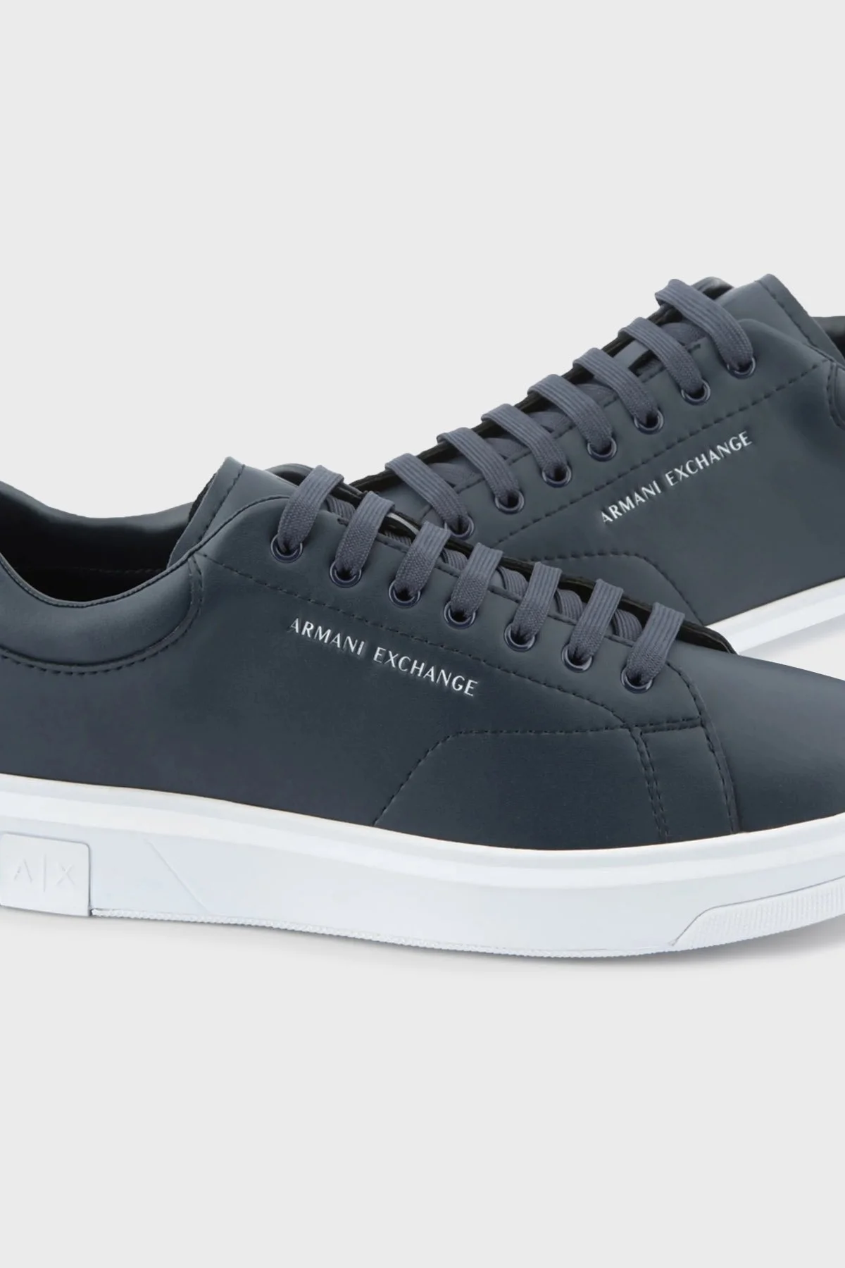 Armani Exchange Logolu Hakiki Deri Sneaker Erkek Ayakkabı XUX123 XV534 00285 LACİVERT - 4
