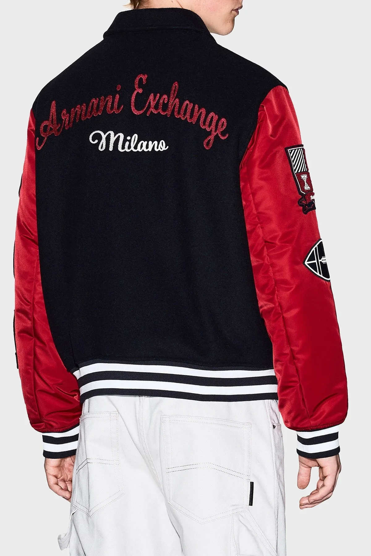 Armani Exchange Logolu İşleme Detaylı Yün Karışımlı Relaxed Fit Bomber Erkek Ceket XM001106 AF16601 MB164 LACİVERT-KIRMIZI - 3