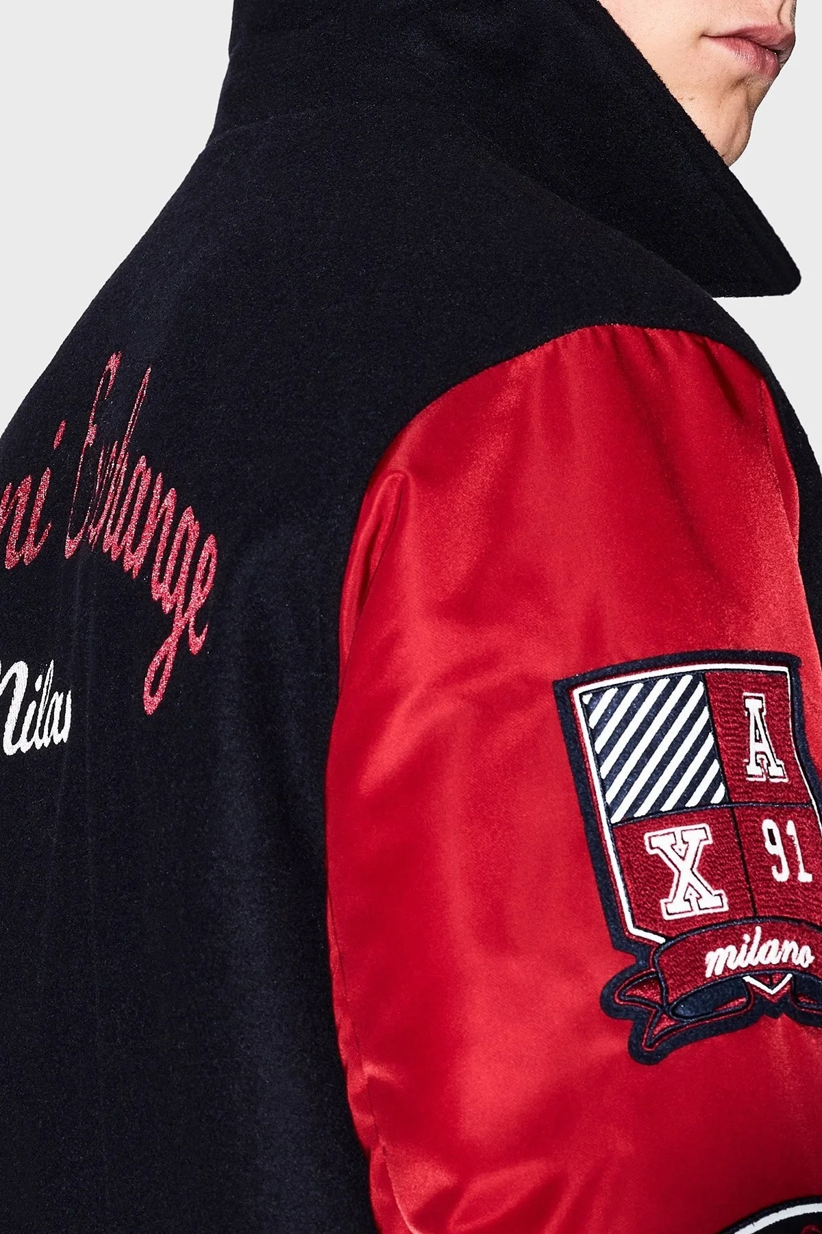 Armani Exchange Logolu İşleme Detaylı Yün Karışımlı Relaxed Fit Bomber Erkek Ceket XM001106 AF16601 MB164 LACİVERT-KIRMIZI - 4