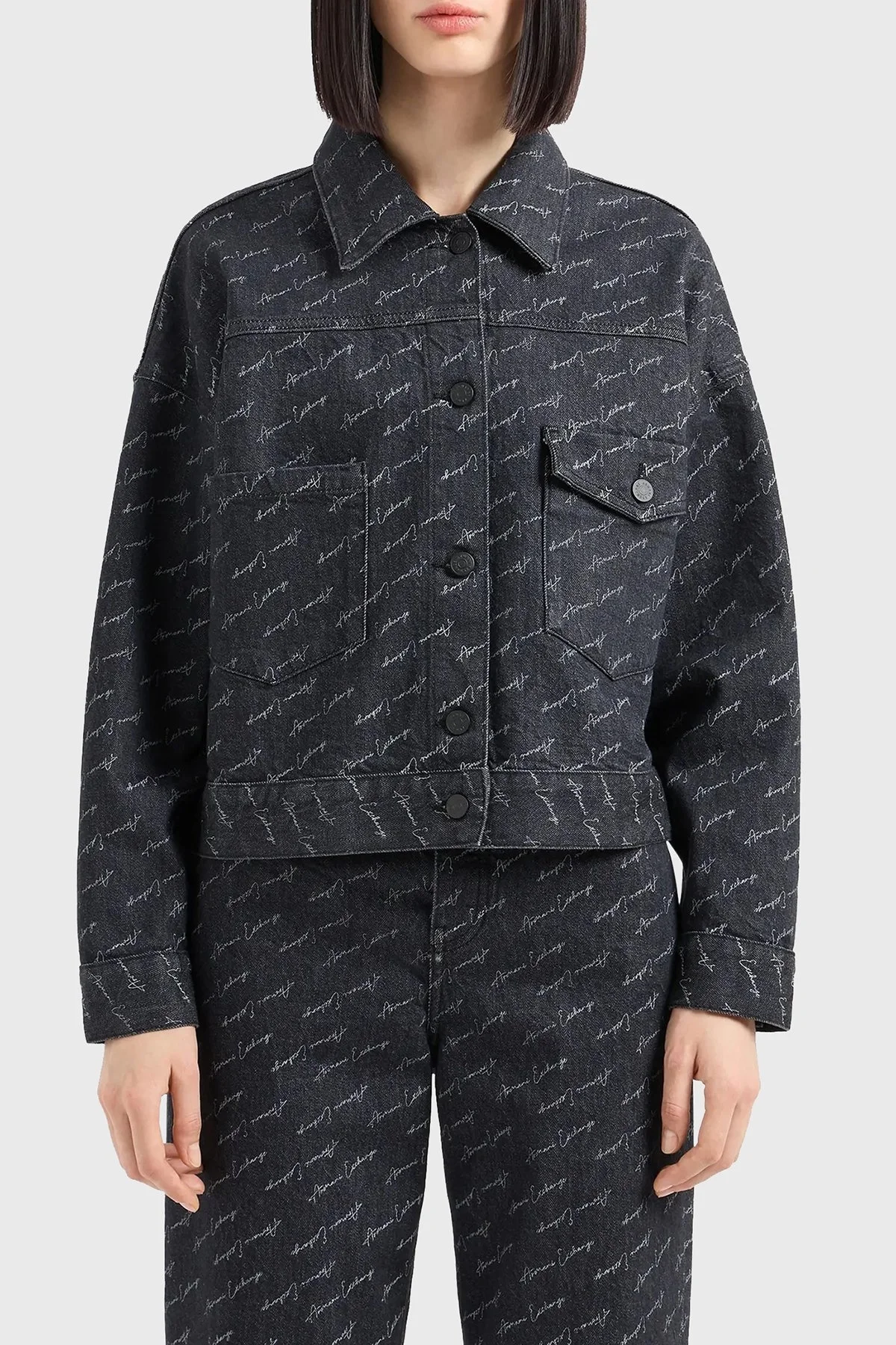 Armani Exchange Logolu Jakarlı Bayan Ceket 6DYB20 Y18BZ 42AC SİYAH - 1