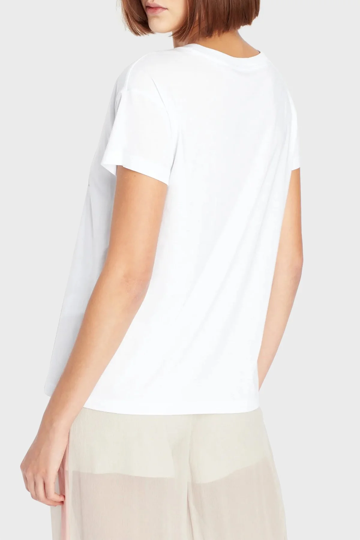 Armani Exchange Logolu Jarse Pamuklu Boyfriend Fit Kadın T Shirt 3RYTEJ YJ16Z 1000 BEYAZ - 2