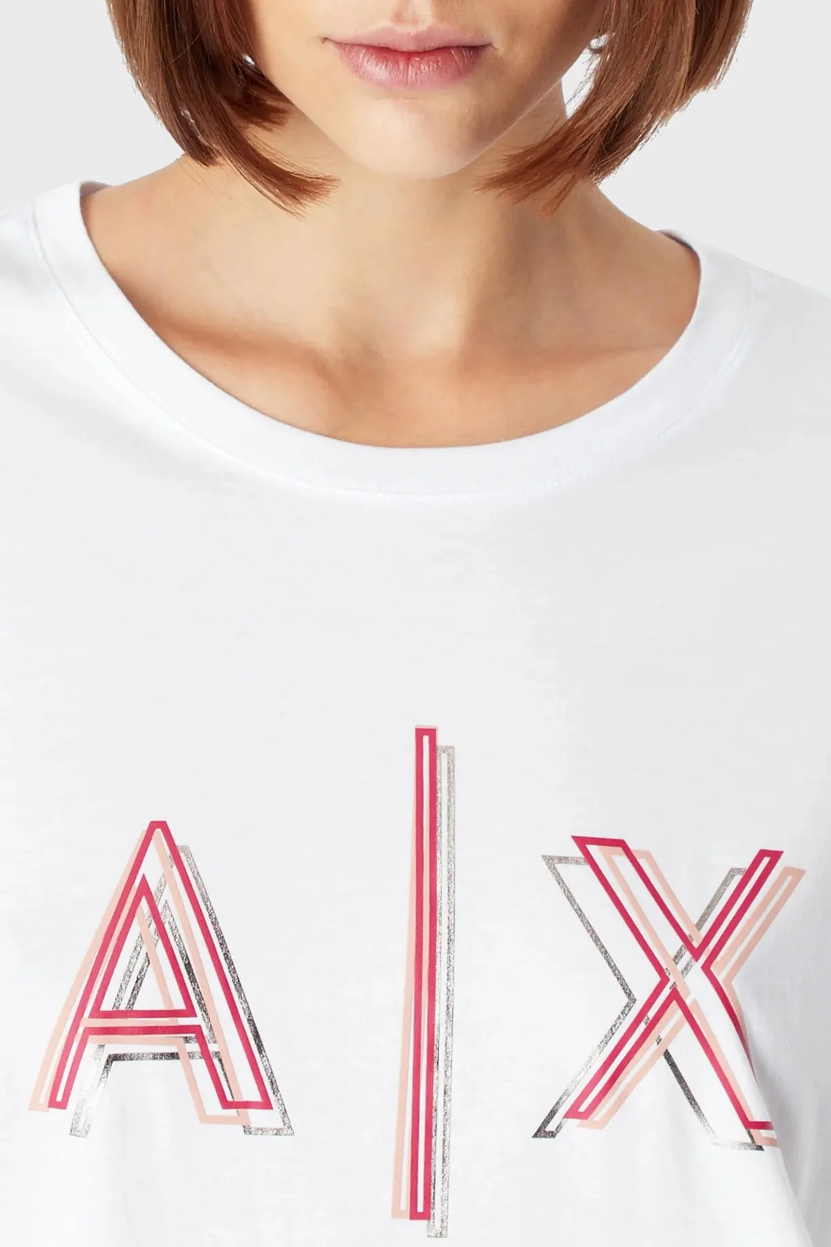 Armani Exchange Logolu Jarse Pamuklu Boyfriend Fit Kadın T Shirt 3RYTEJ YJ16Z 1000 BEYAZ - 3