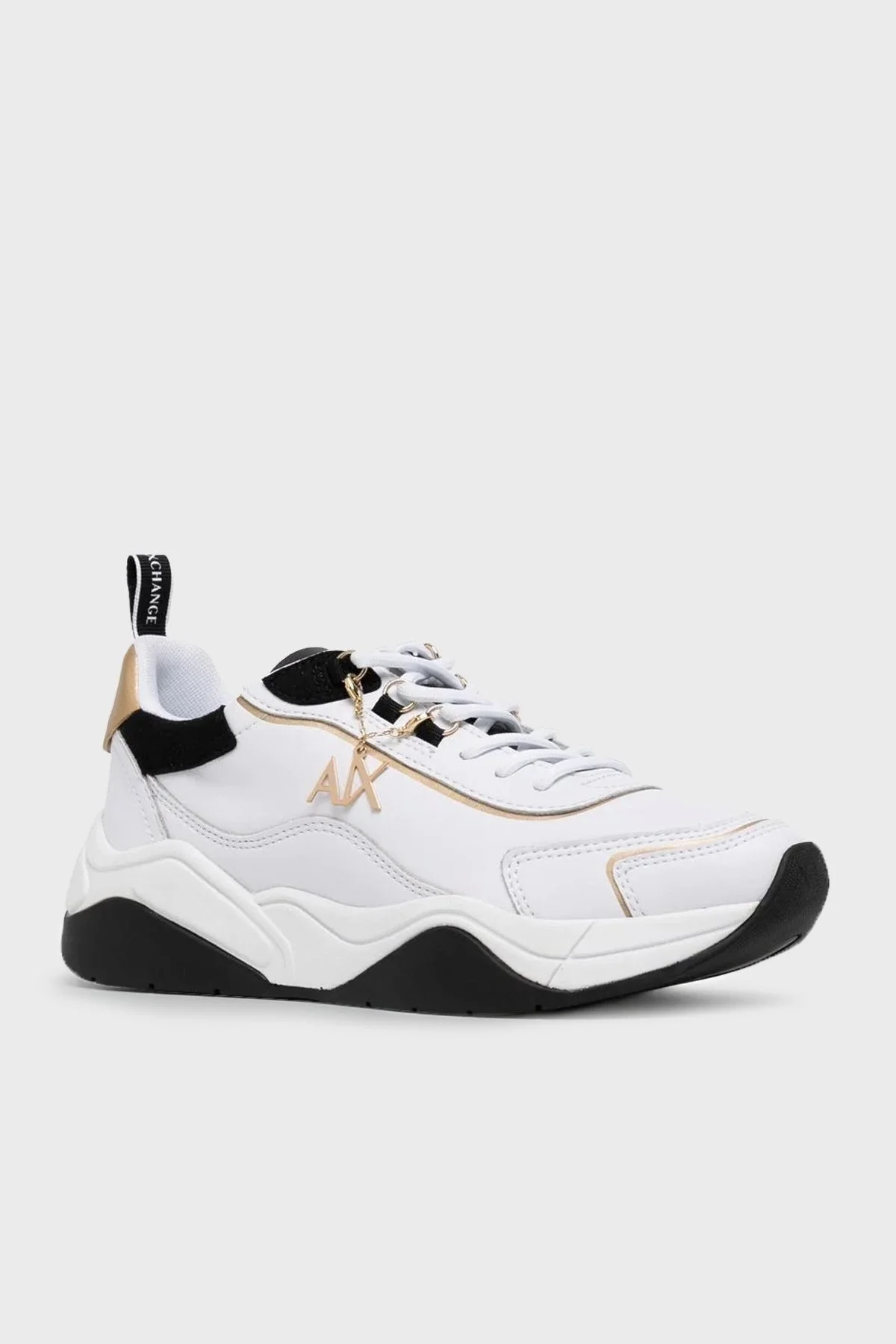 Armani Exchange Logolu Kalın Taban Bayan Ayakkabı XDX104 XV580 S037 SİYAH-BEYAZ - 10