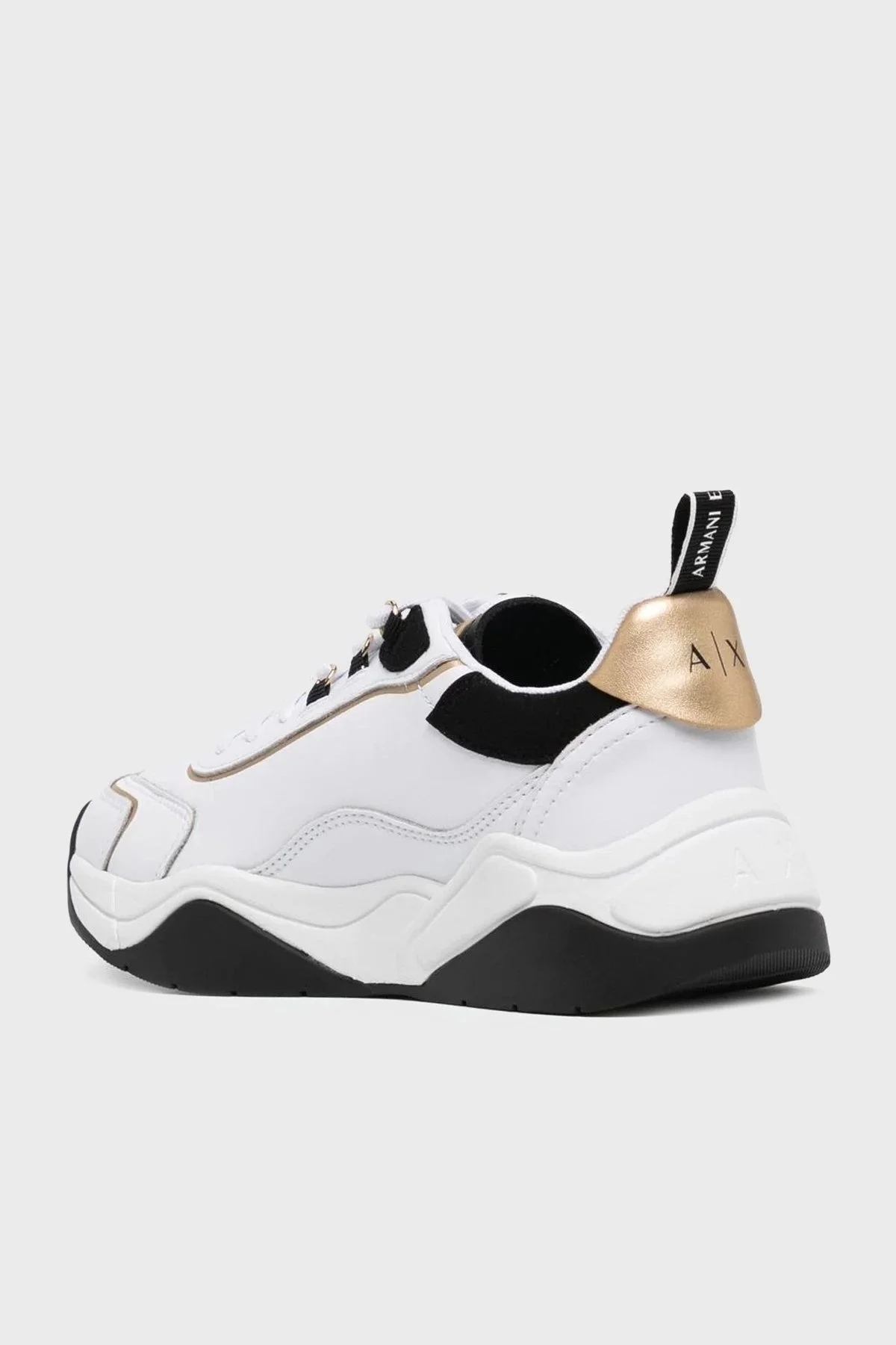 Armani Exchange Logolu Kalın Taban Bayan Ayakkabı XDX104 XV580 S037 SİYAH-BEYAZ - 12