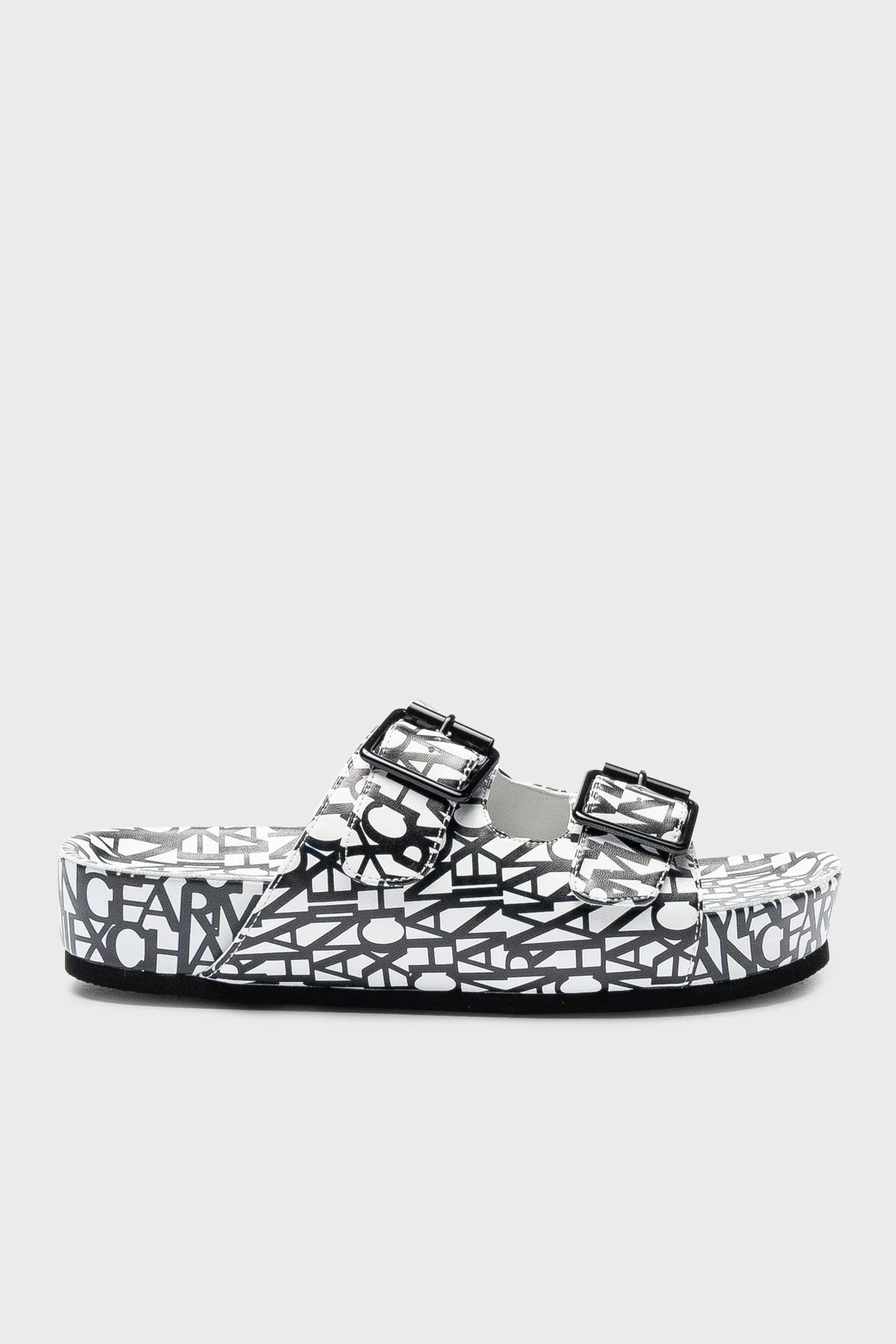 Armani Exchange Logolu Kalın Taban Kemerli Bayan Terlik XDP031 XV683 Q491 BEYAZ-SİYAH - 1