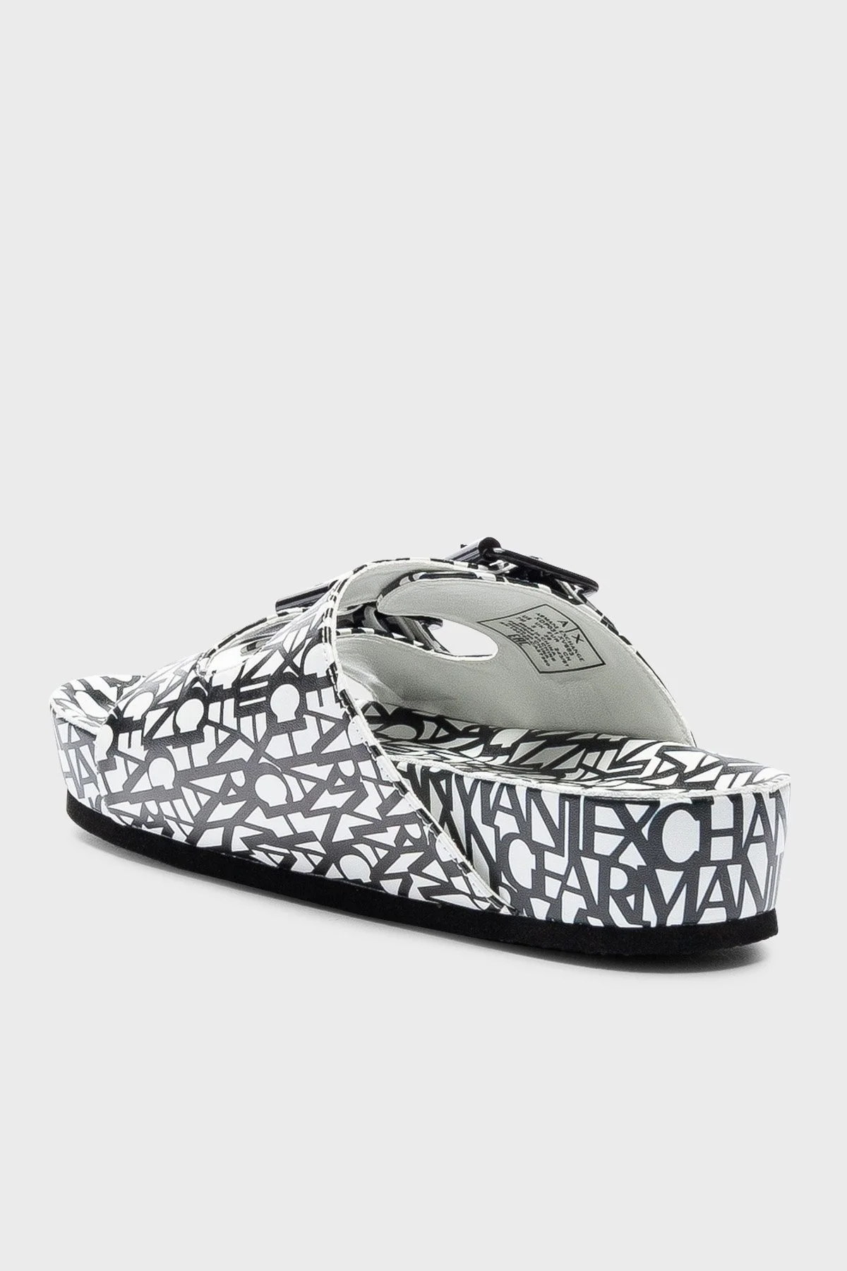 Armani Exchange Logolu Kalın Taban Kemerli Bayan Terlik XDP031 XV683 Q491 BEYAZ-SİYAH - 3