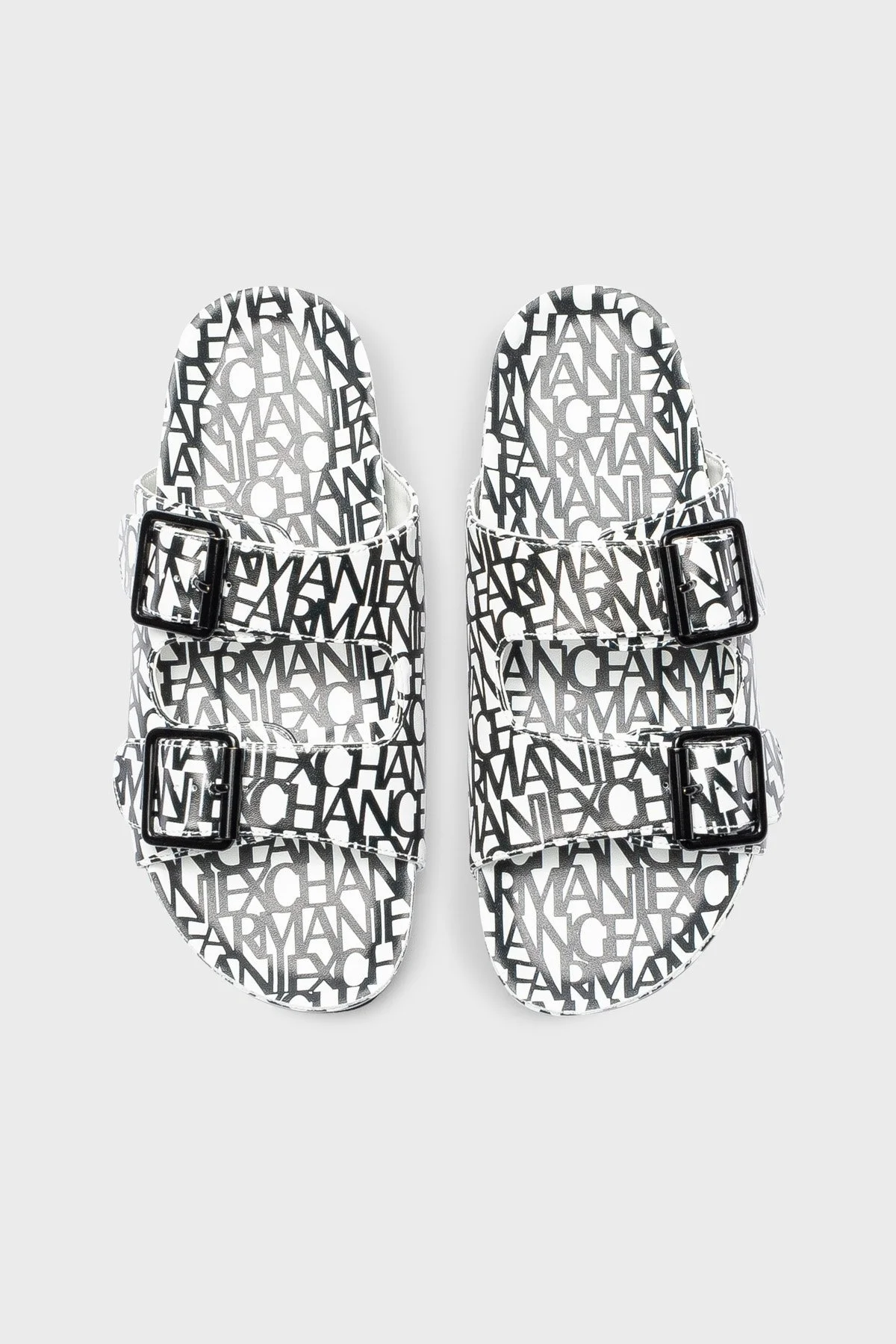 Armani Exchange Logolu Kalın Taban Kemerli Bayan Terlik XDP031 XV683 Q491 BEYAZ-SİYAH - 4