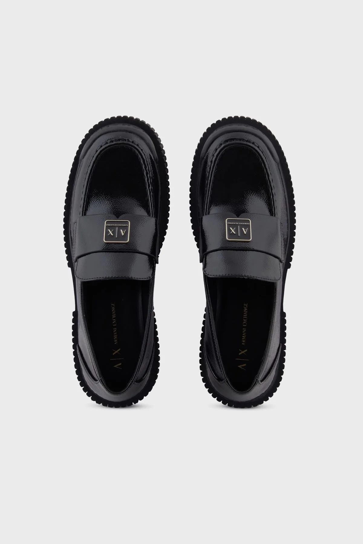 Armani Exchange Logolu Kalın Taban Rugan Loafer Bayan Ayakkabı XW001672 AF17478 UC001 SİYAH - 3