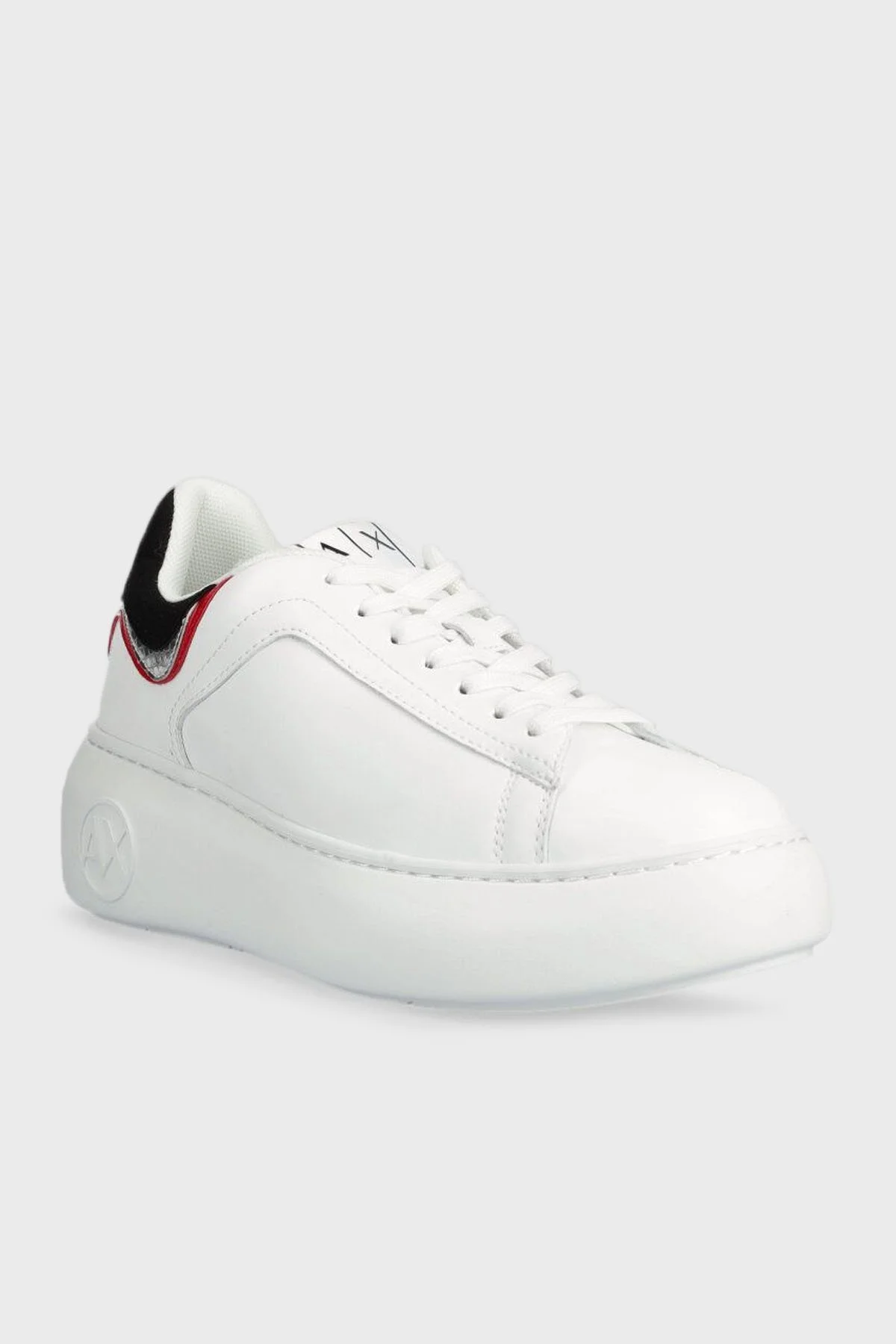 Armani Exchange Logolu Kalın Tabanlı Sneaker Bayan Ayakkabı XDX108 XV731 S052 SİYAH-BEYAZ-KIRMIZI - 2