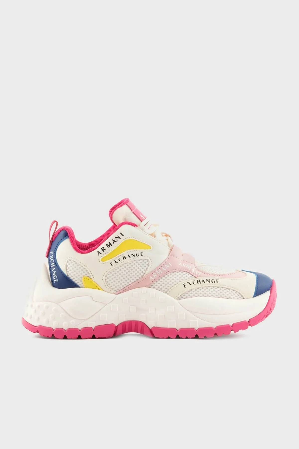 Armani Exchange Logolu Kalın Tabanlı Sneaker Bayan Ayakkabı XDX120 XV708 A500 Pembe-Beyaz-Mor - 1