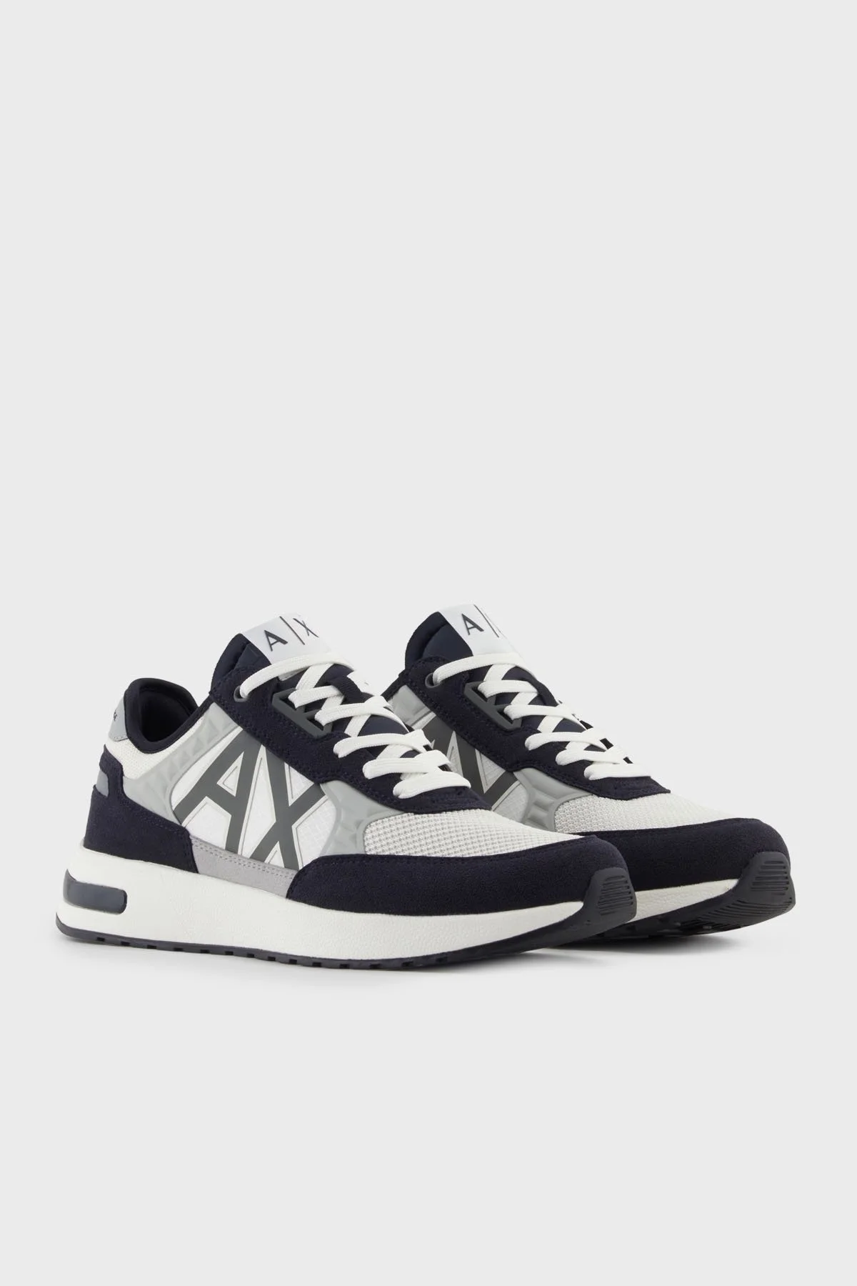 Armani Exchange Logolu Kalın Tabanlı Sneaker Erkek Ayakkabı XUX090 XV276 MB373 Beyaz-Lacivert-Gri - 2