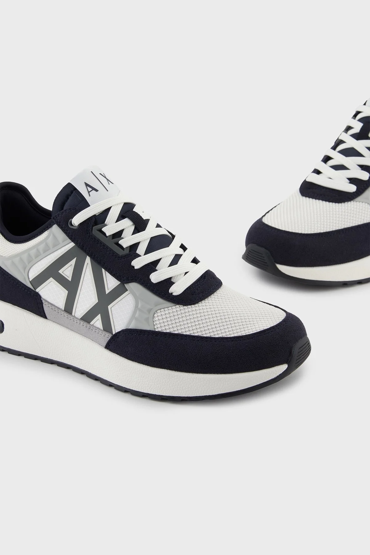 Armani Exchange Logolu Kalın Tabanlı Sneaker Erkek Ayakkabı XUX090 XV276 MB373 Beyaz-Lacivert-Gri - 4