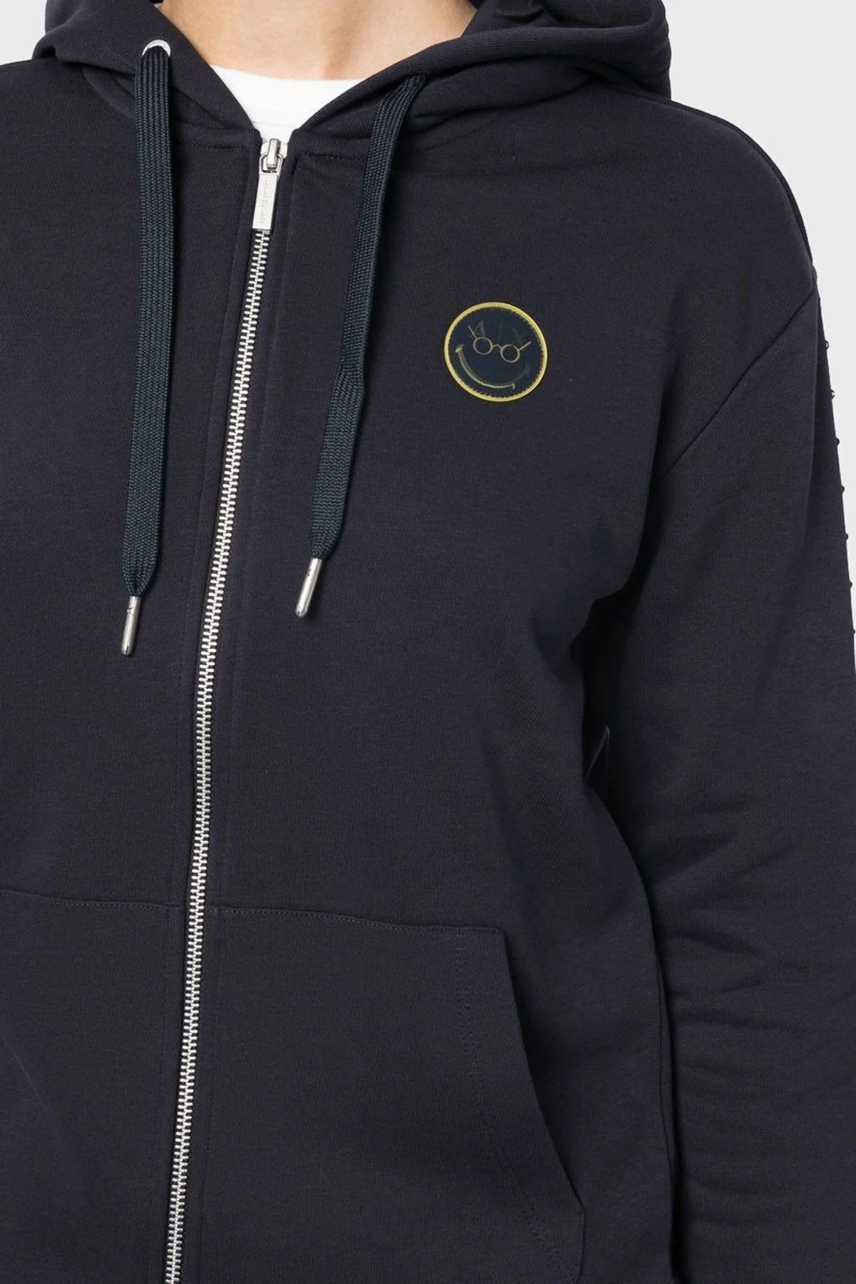 Armani Exchange Logolu Kapüşonlu Fermuarlı Regular Fit Pamuklu Bayan Sweat 6LYM43 YJ6PZ 1593 LACİVERT - 3