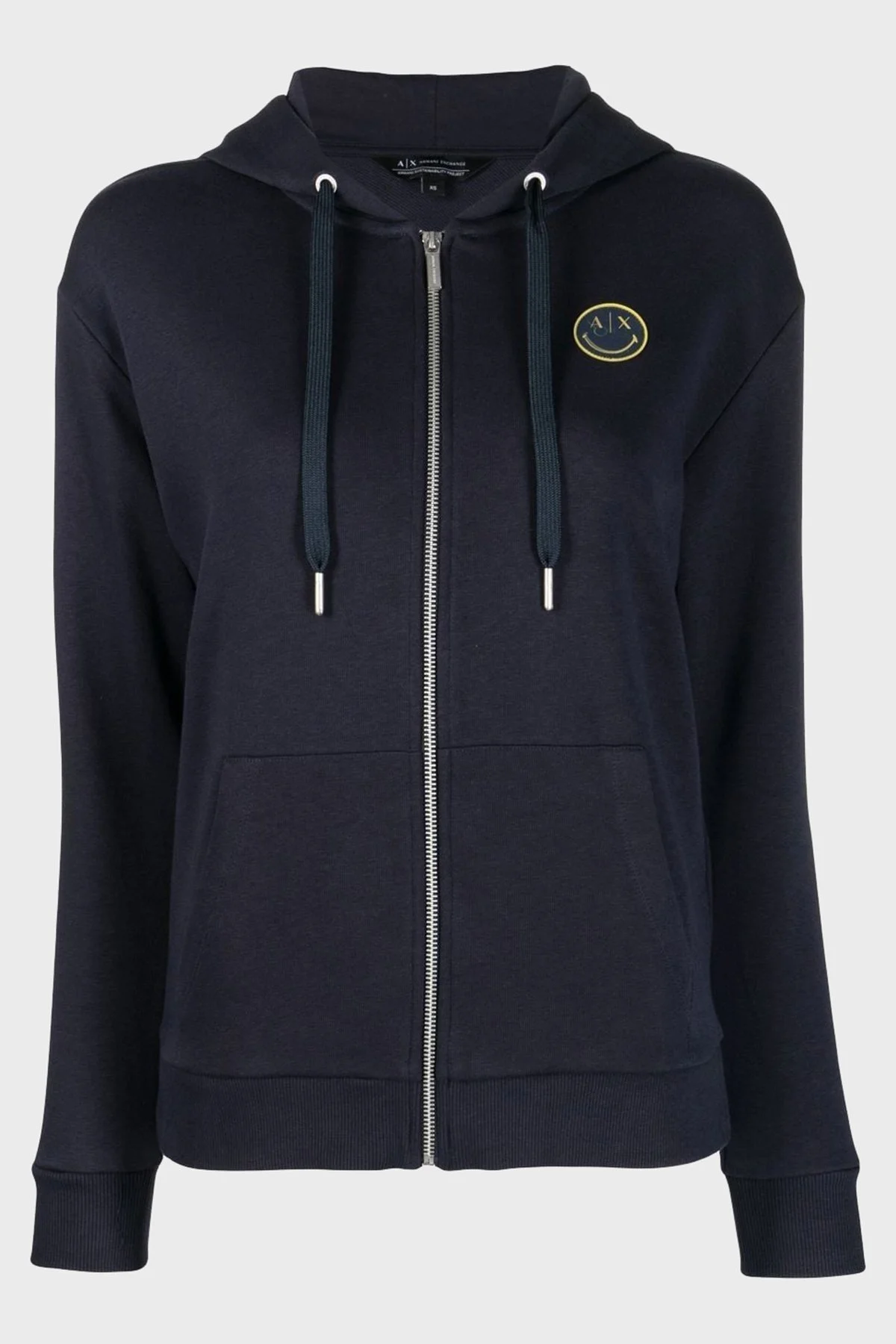 Armani Exchange Logolu Kapüşonlu Fermuarlı Regular Fit Pamuklu Bayan Sweat 6LYM43 YJ6PZ 1593 LACİVERT - 4