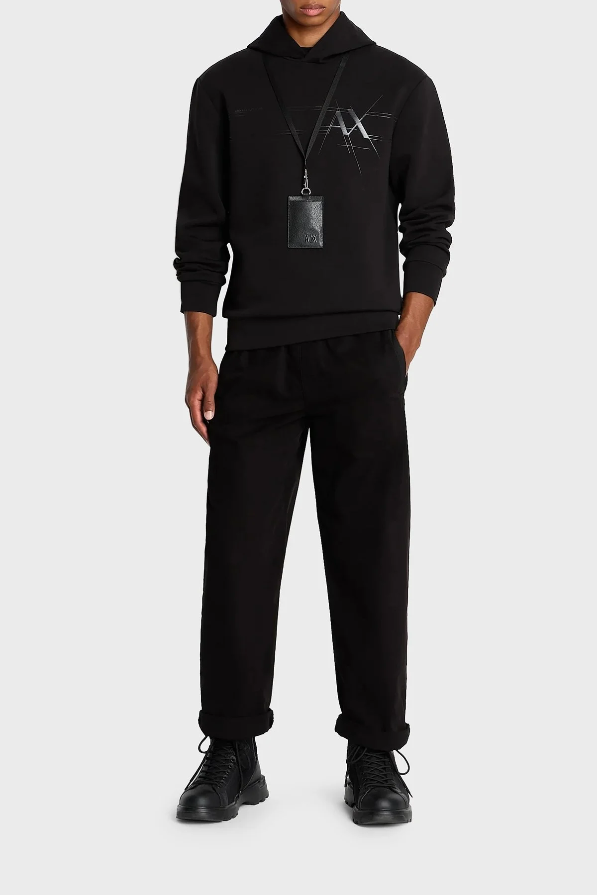Armani Exchange Logolu Kapüşonlu Pamuklu Regular Fit Erkek Sweat 6RZMKB ZJXBZ 1200 SİYAH - 7