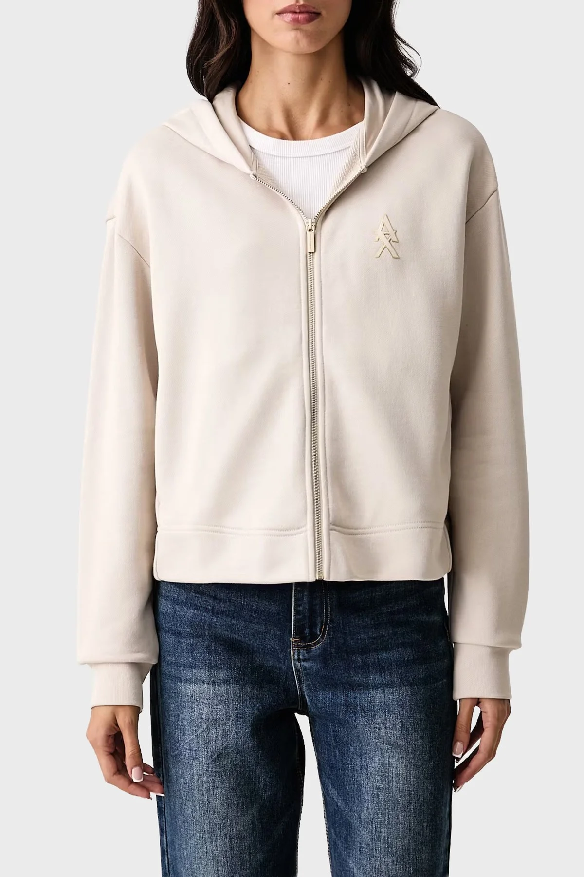 Armani Exchange Logolu Kapüşonlu Yaka Kadın Sweat XW002760 AF25528 U1039 Ekru - 1