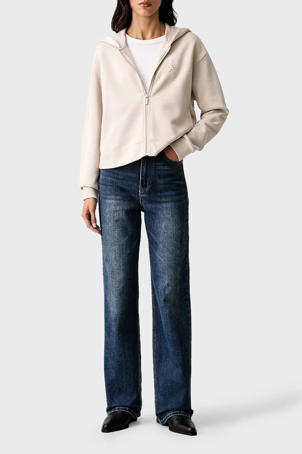 Armani Exchange Logolu Kapüşonlu Yaka Kadın Sweat XW002760 AF25528 U1039 Ekru - 2
