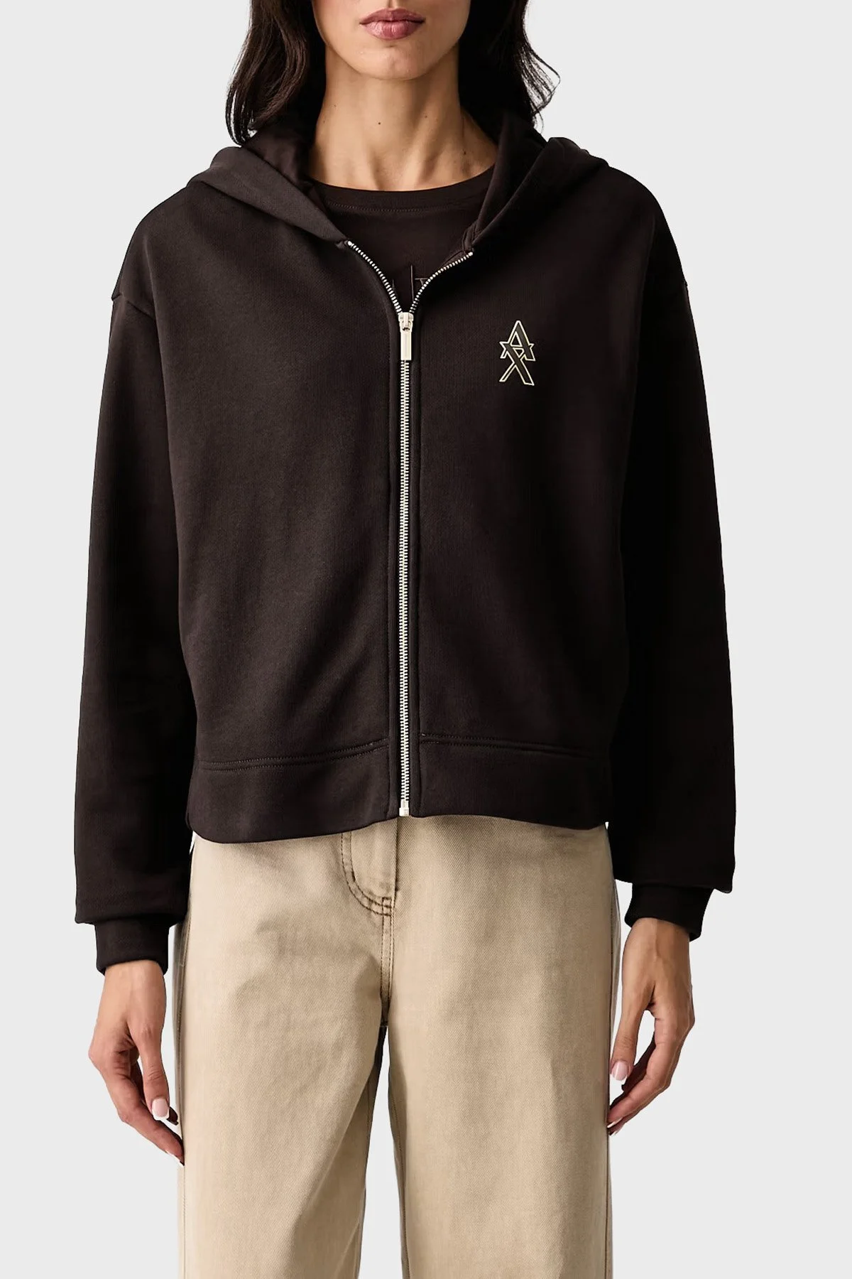 Armani Exchange Logolu Kapüşonlu Yaka Kadın Sweat XW002760 AF25528 U6032 Kahve - 1