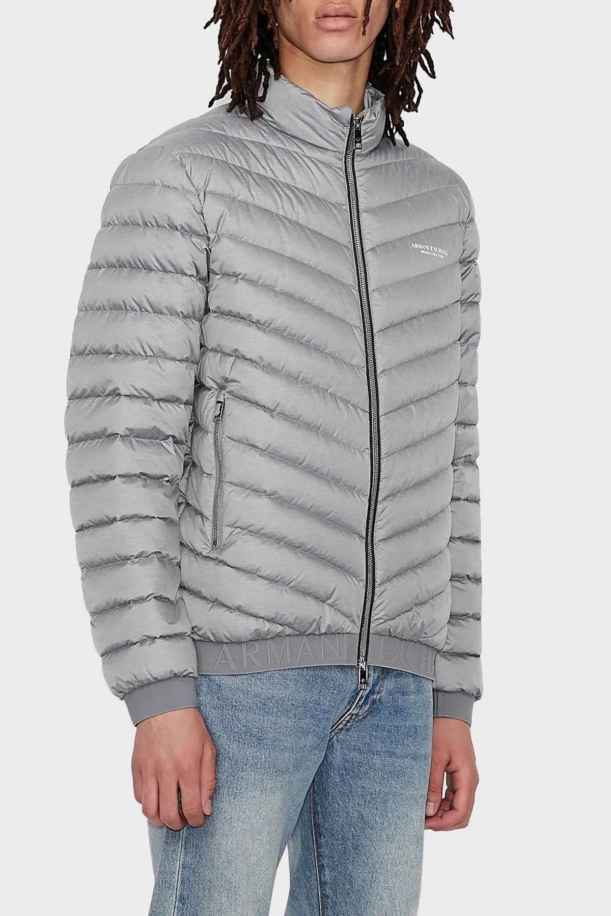 Armani Exchange Logolu Kuş Tüyü Dolgulu Dik Yaka Şişme Erkek Mont 8NZB52 ZNW3Z 0902 GRİ - 1