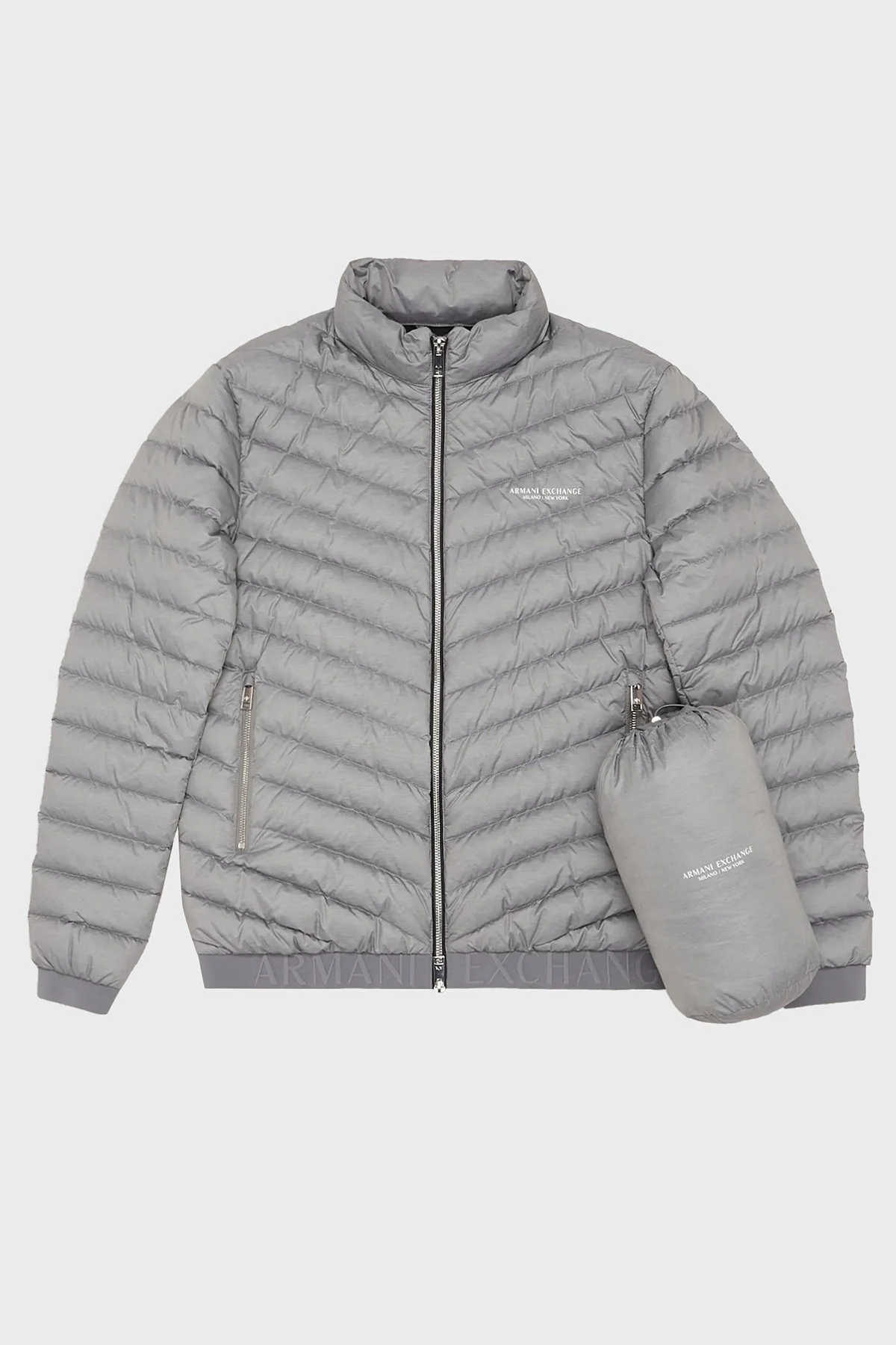 Armani Exchange Logolu Kuş Tüyü Dolgulu Dik Yaka Şişme Erkek Mont 8NZB52 ZNW3Z 0902 GRİ - 3