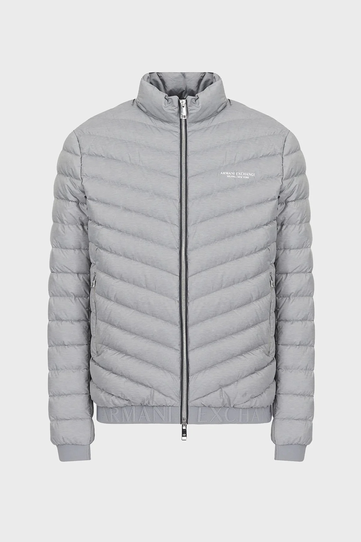 Armani Exchange Logolu Kuş Tüyü Dolgulu Dik Yaka Şişme Erkek Mont 8NZB52 ZNW3Z 0902 GRİ - 4