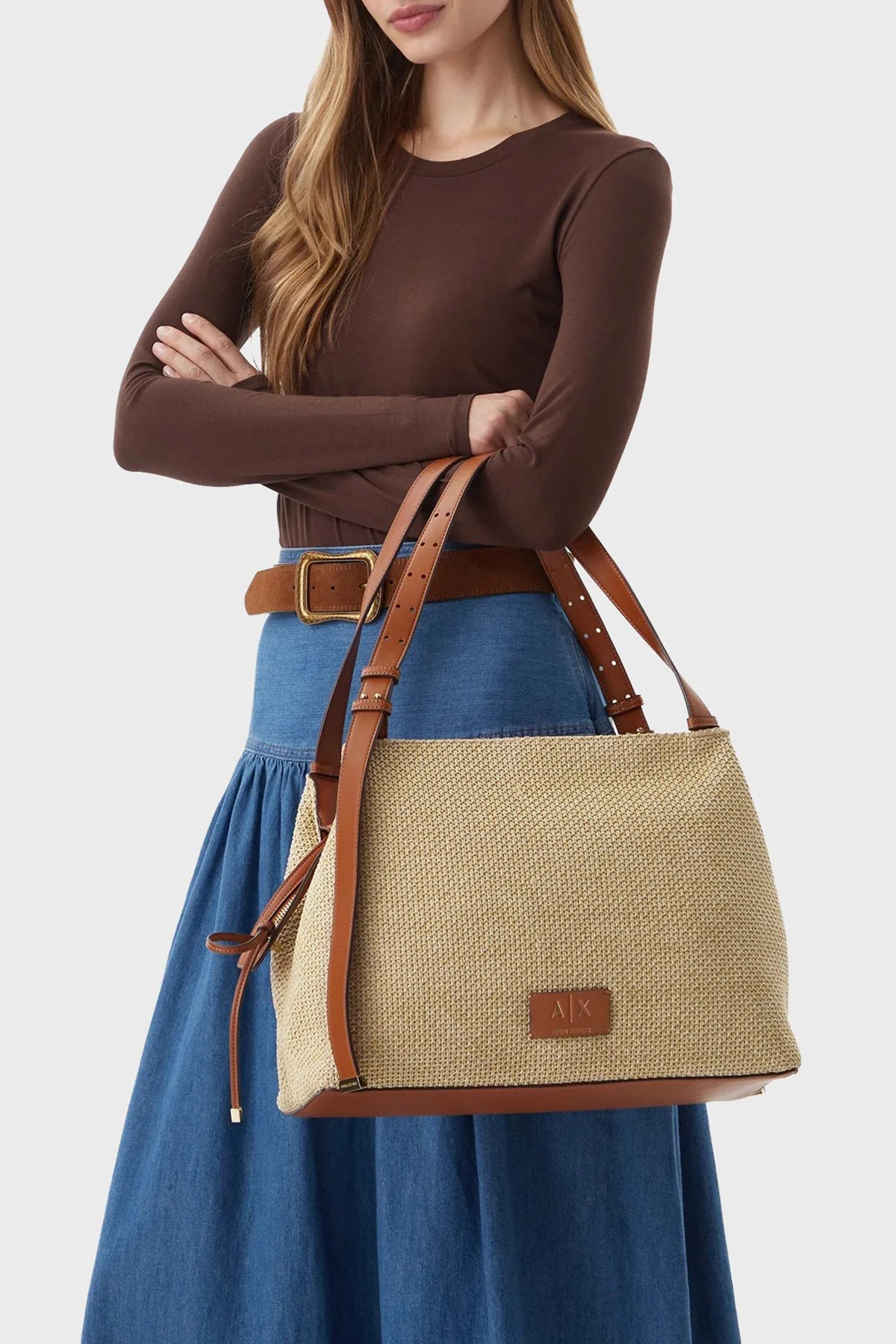 Armani Exchange Logolu Omuz Askılı Kadın Çanta XW002603 AF22683 M6261 Bej - 2