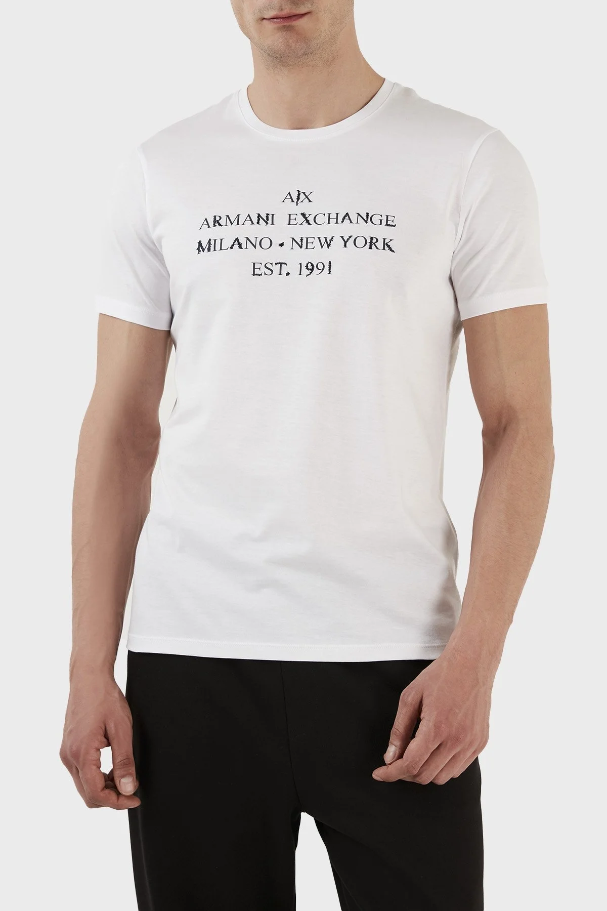 Armani Exchange Logolu Organik Jarse Pamuklu Bisiklet Yaka Slim Fit Erkek T Shirt 3RZTBD ZJA5Z 1100 BEYAZ - 3