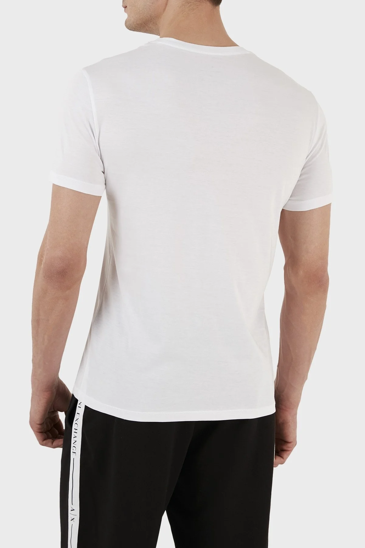 Armani Exchange Logolu Organik Jarse Pamuklu Bisiklet Yaka Slim Fit Erkek T Shirt 3RZTBD ZJA5Z 1100 BEYAZ - 6