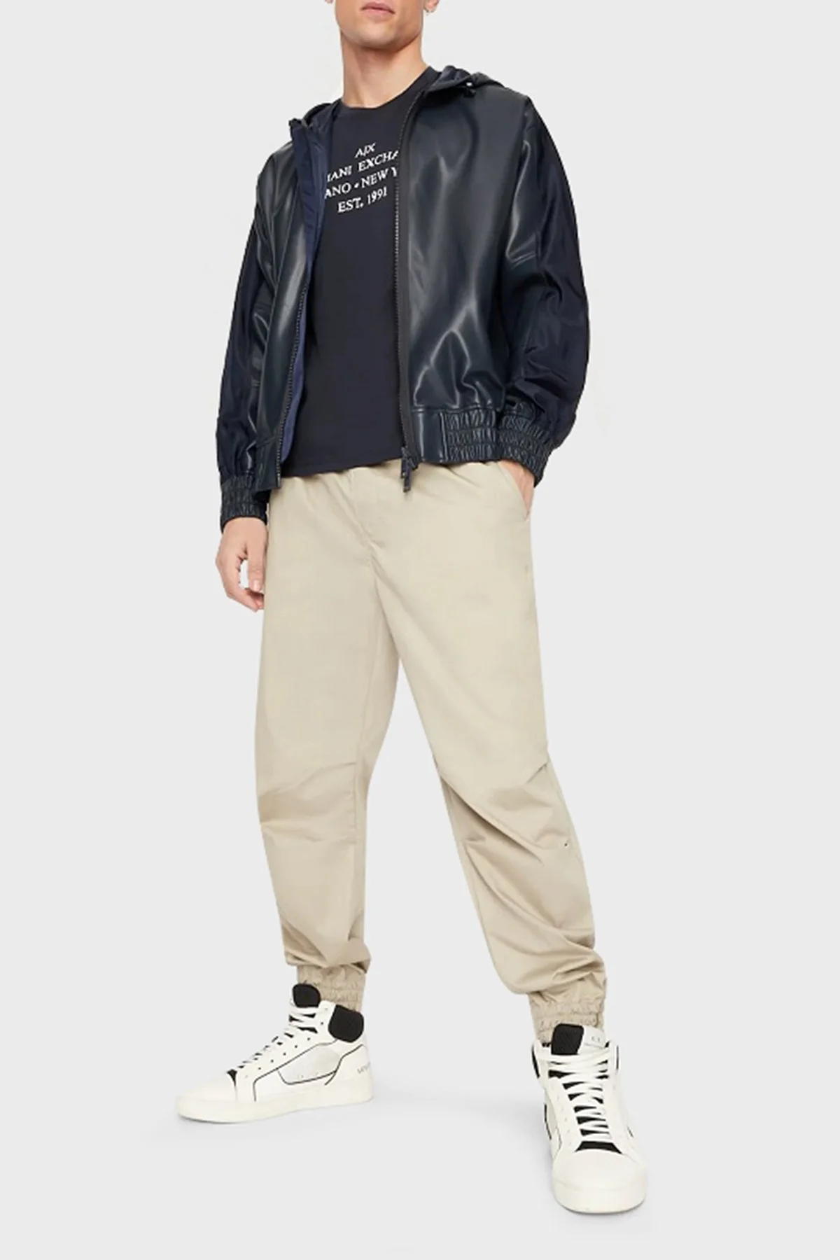 Armani Exchange Logolu Organik Jarse Pamuklu Bisiklet Yaka Slim Fit Erkek T Shirt 3RZTBD ZJA5Z 1510 LACİVERT - 3