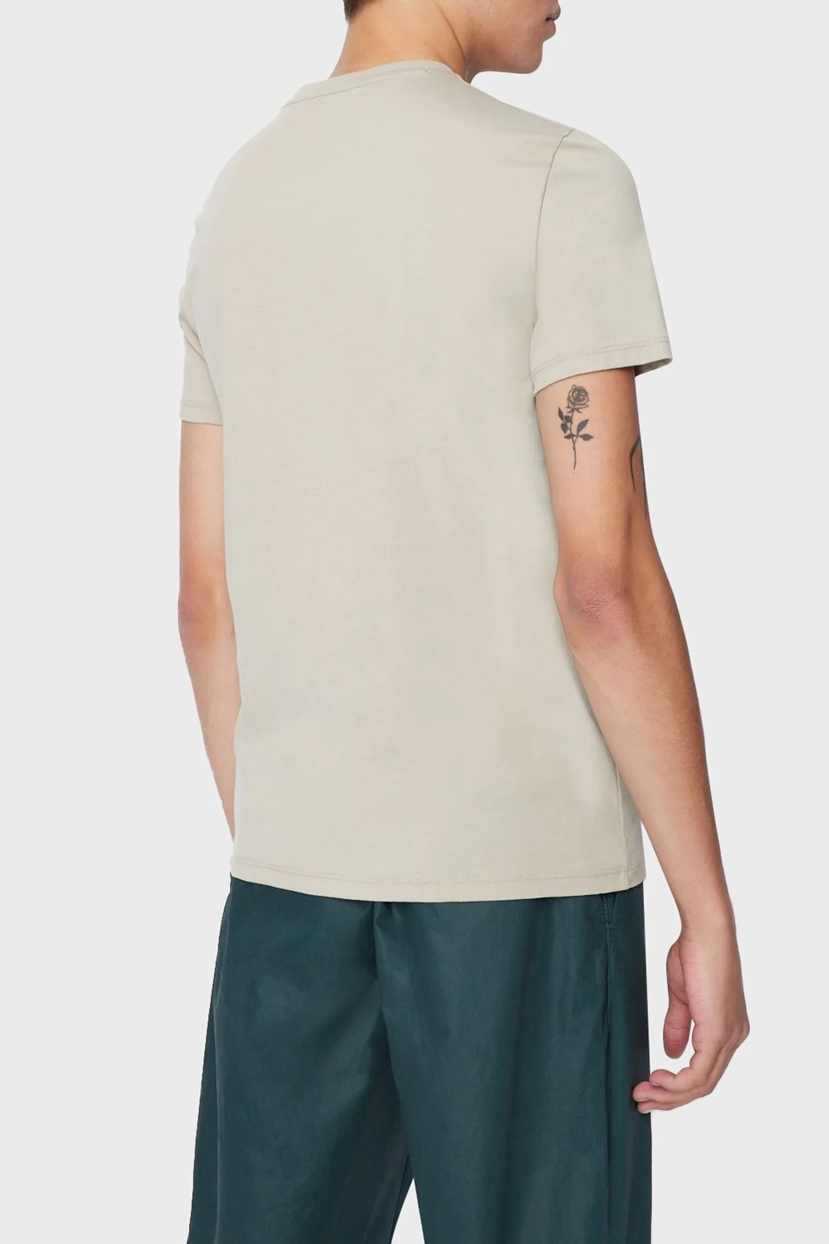 Armani Exchange Logolu Organik Jarse Pamuklu Bisiklet Yaka Slim Fit Erkek T Shirt 3RZTBD ZJA5Z 1940 YEŞİL - 2