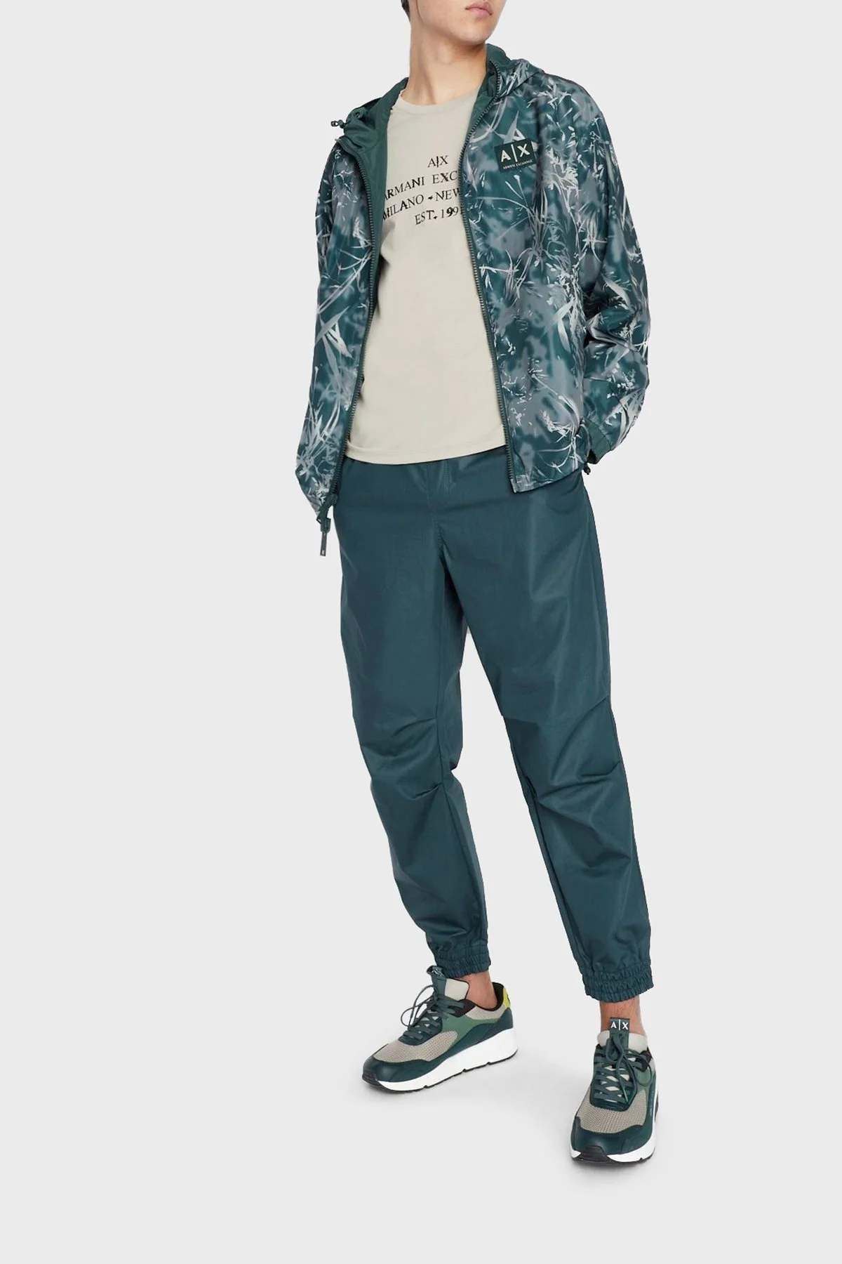 Armani Exchange Logolu Organik Jarse Pamuklu Bisiklet Yaka Slim Fit Erkek T Shirt 3RZTBD ZJA5Z 1940 YEŞİL - 3