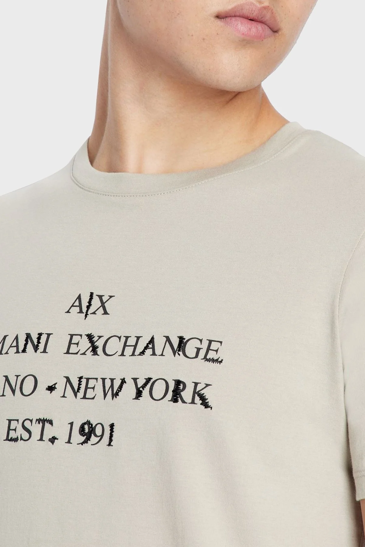 Armani Exchange Logolu Organik Jarse Pamuklu Bisiklet Yaka Slim Fit Erkek T Shirt 3RZTBD ZJA5Z 1940 YEŞİL - 4