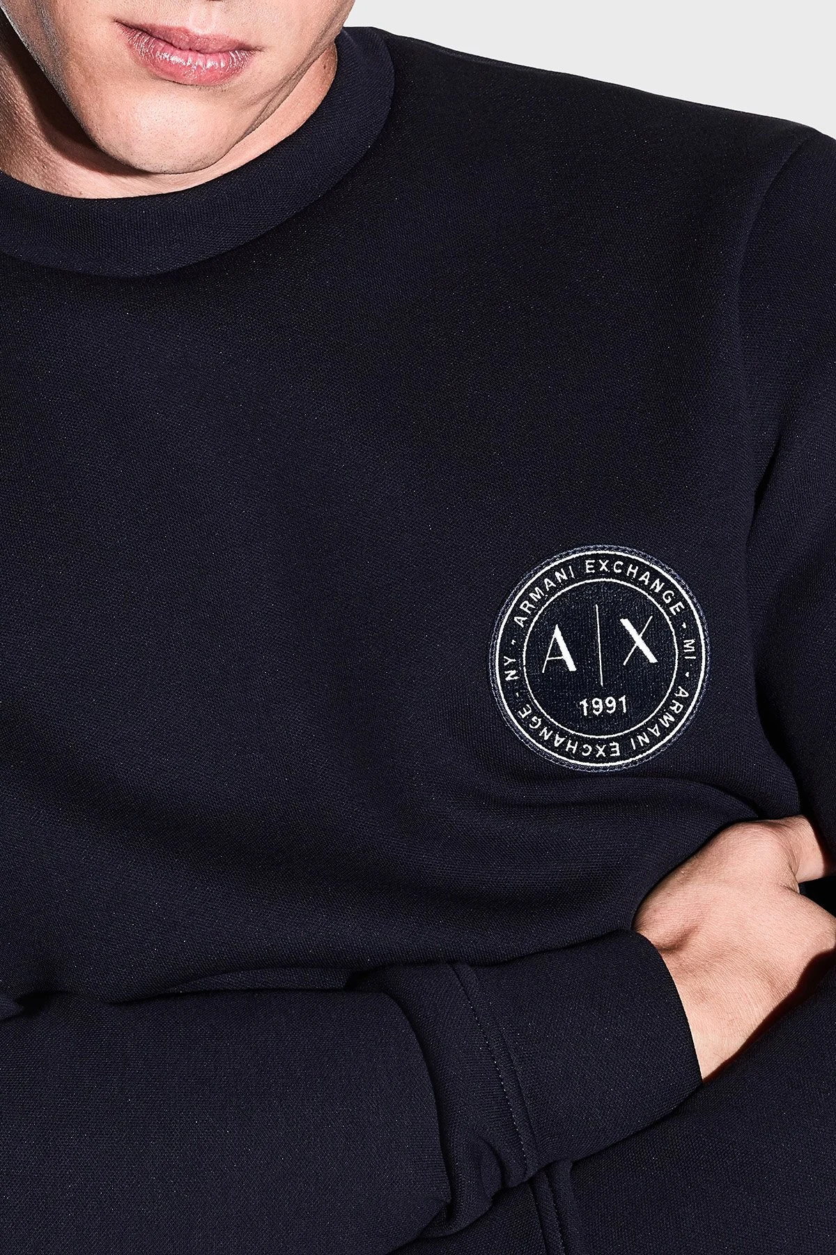 Armani Exchange Logolu Pamuklu Bisiklet Yaka Erkek Sweat XM002929 AF16222 UB101 Lacivert - 5