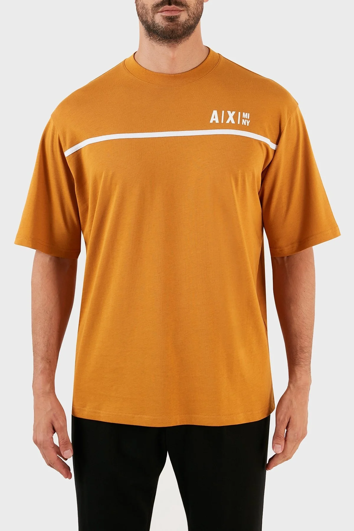 Armani Exchange Logolu Pamuklu Bisiklet Yaka Oversize T-shirt Erkek T Shirt 6LZMFF ZJ8EZ 1767 HARDAL - 1