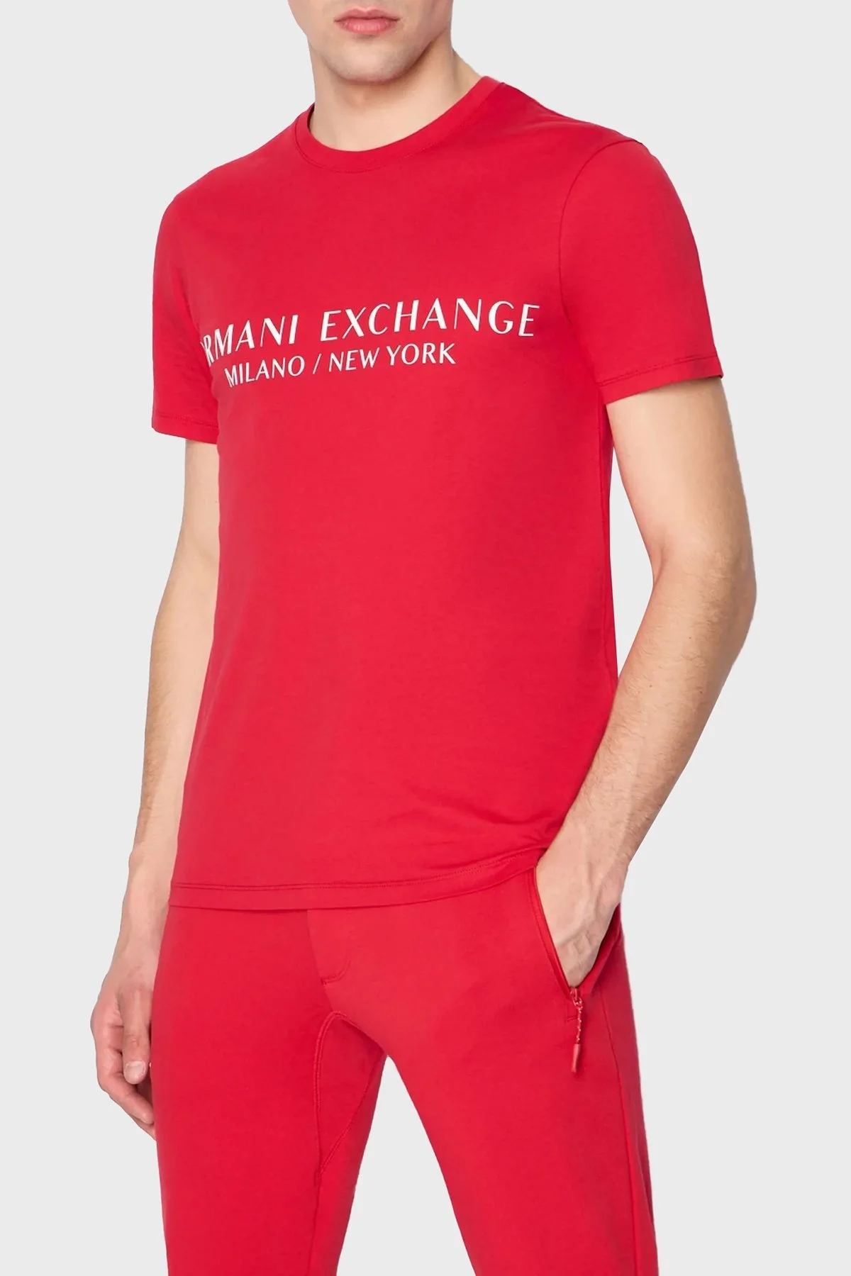 Armani Exchange Logolu Pamuklu Bisiklet Yaka Regular Fit Erkek T Shirt 8NZT72 Z8H4Z 14AQ KIRMIZI - 1