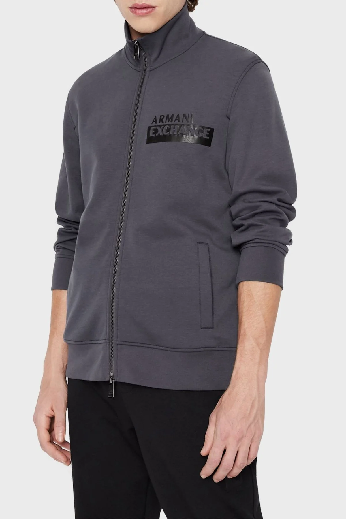 Armani Exchange Logolu Pamuklu Fermuarlı Dik Yaka Regular Fit Erkek Sweat 6LZMBF ZJCAZ 1978 ANTRASİT - 6