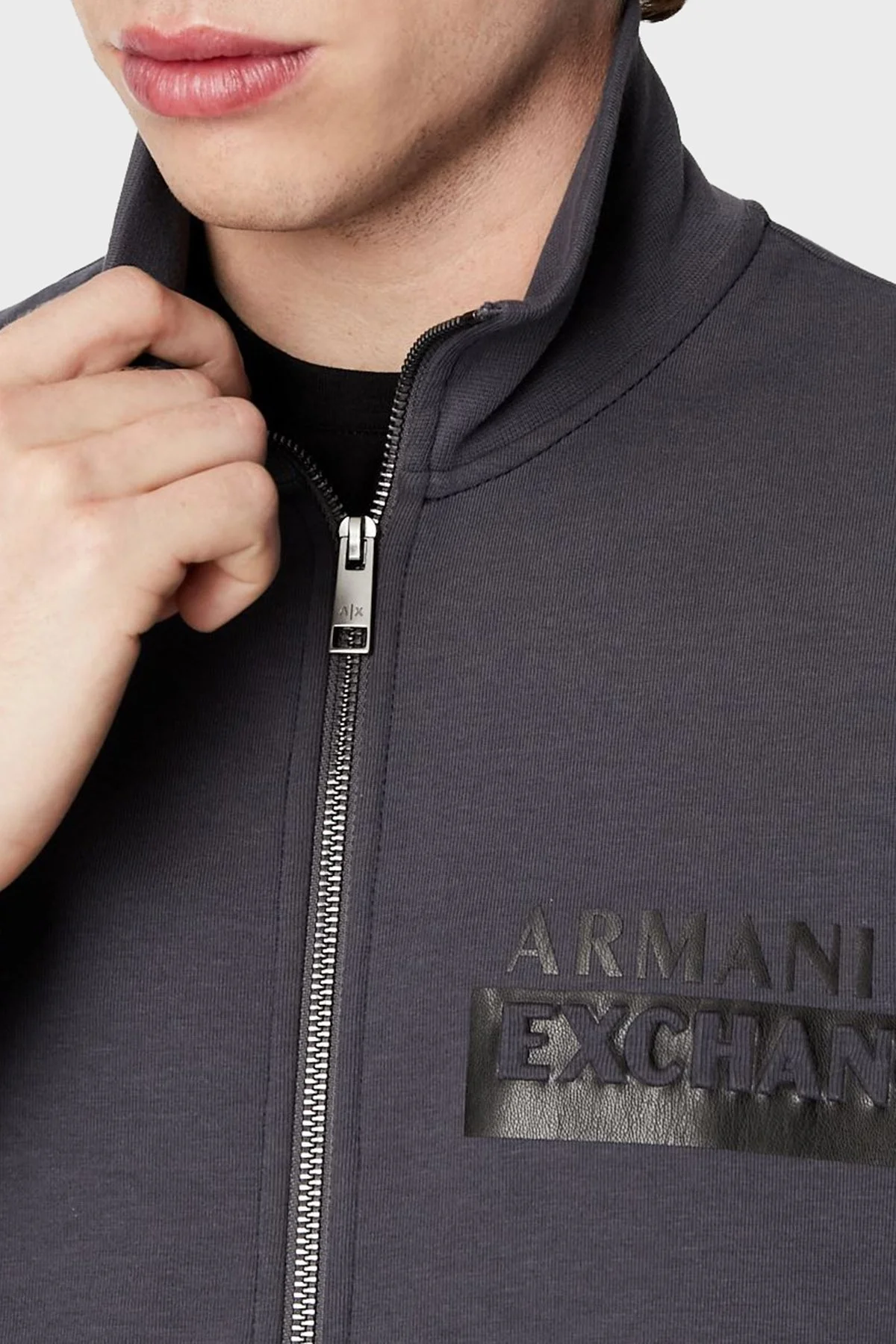 Armani Exchange Logolu Pamuklu Fermuarlı Dik Yaka Regular Fit Erkek Sweat 6LZMBF ZJCAZ 1978 ANTRASİT - 9