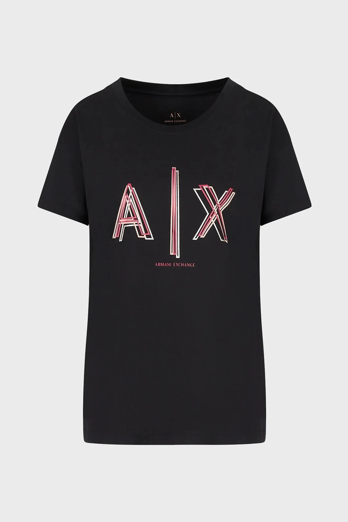 Armani Exchange Logolu Pamuklu Jarse Boyfriend Fit Bisiklet Yaka Bayan T Shirt 3RYTEJ YJ16Z 1200 SİYAH - 4