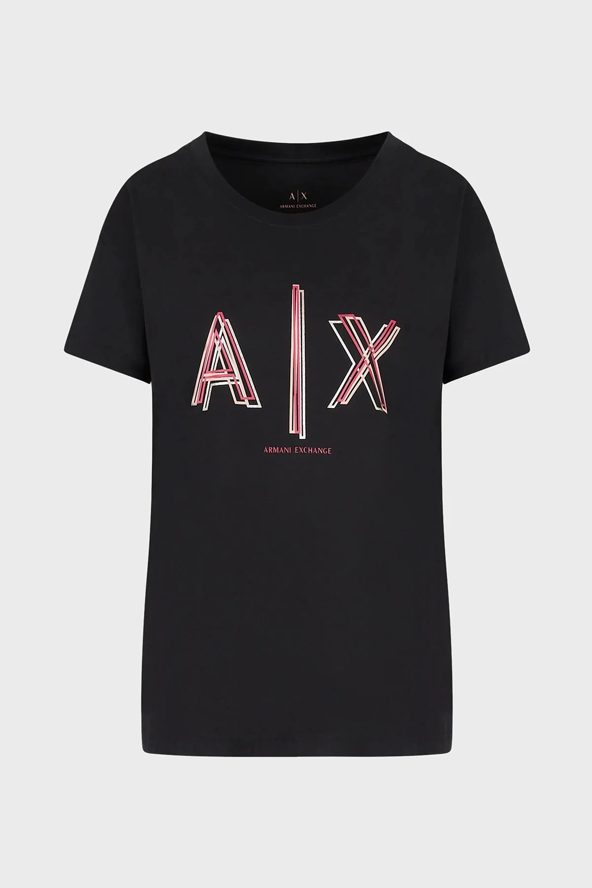 Armani Exchange Logolu Pamuklu Jarse Boyfriend Fit Bisiklet Yaka Kadın T Shirt 3RYTEJ YJ16Z 1200 SİYAH - 4
