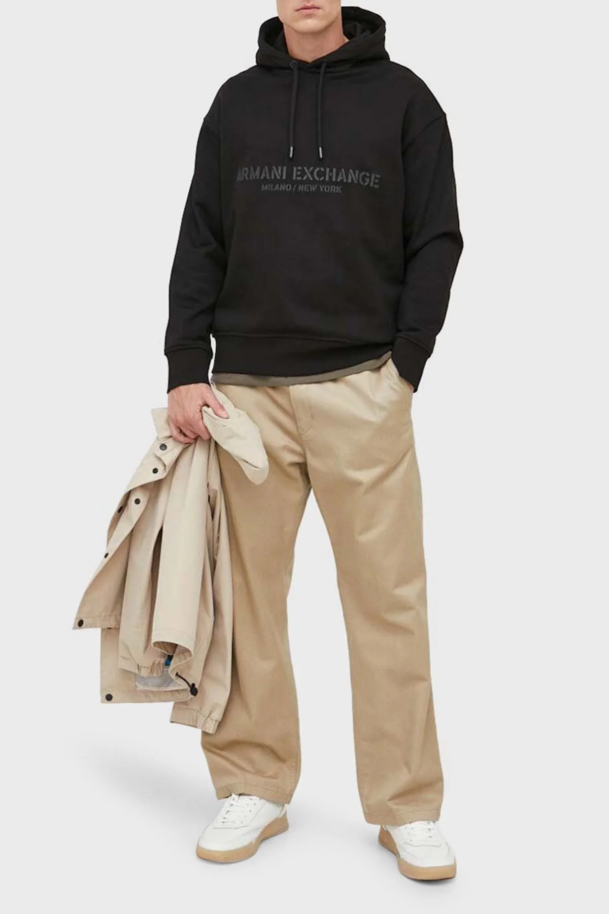 Armani Exchange Logolu Pamuklu Kapüşonlu Regular Fit Erkek Sweat 6RZMLE ZJ4XZ 1200 SİYAH - 7