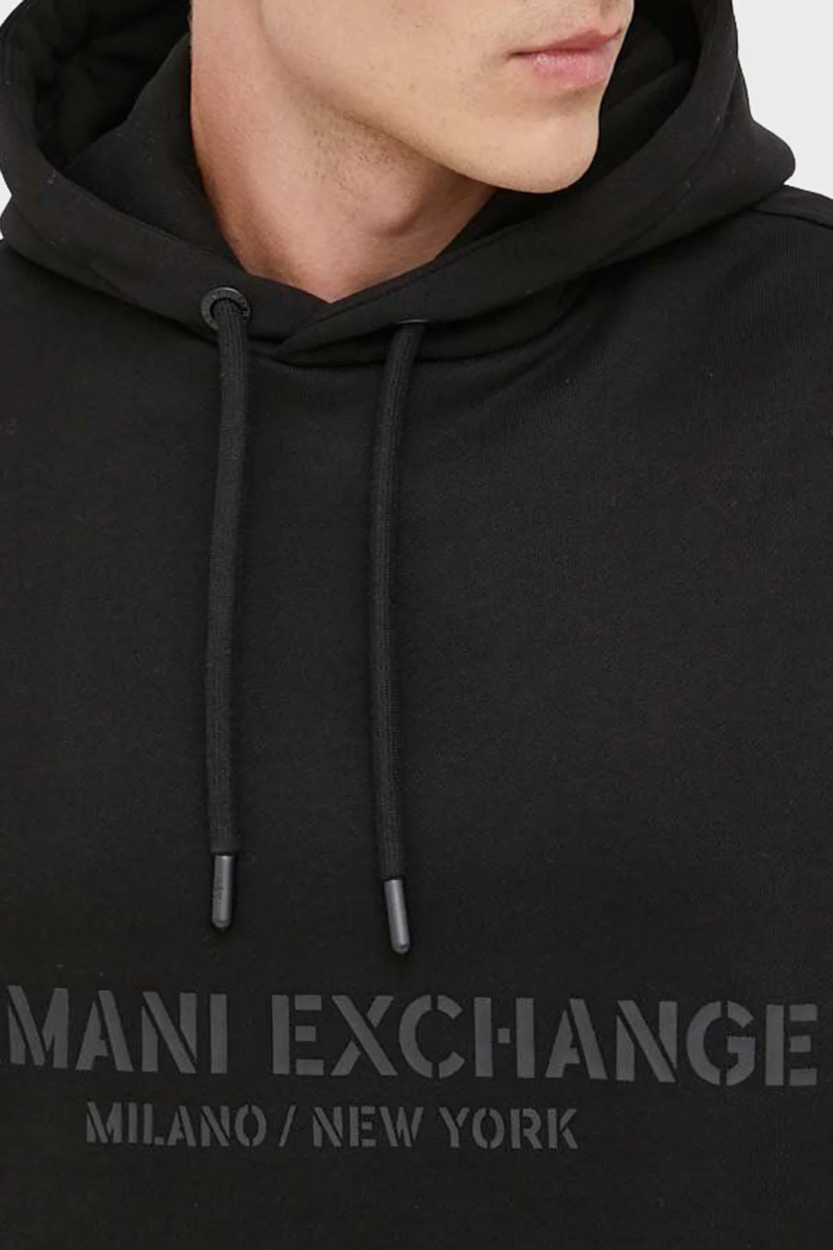 Armani Exchange Logolu Pamuklu Kapüşonlu Regular Fit Erkek Sweat 6RZMLE ZJ4XZ 1200 SİYAH - 9