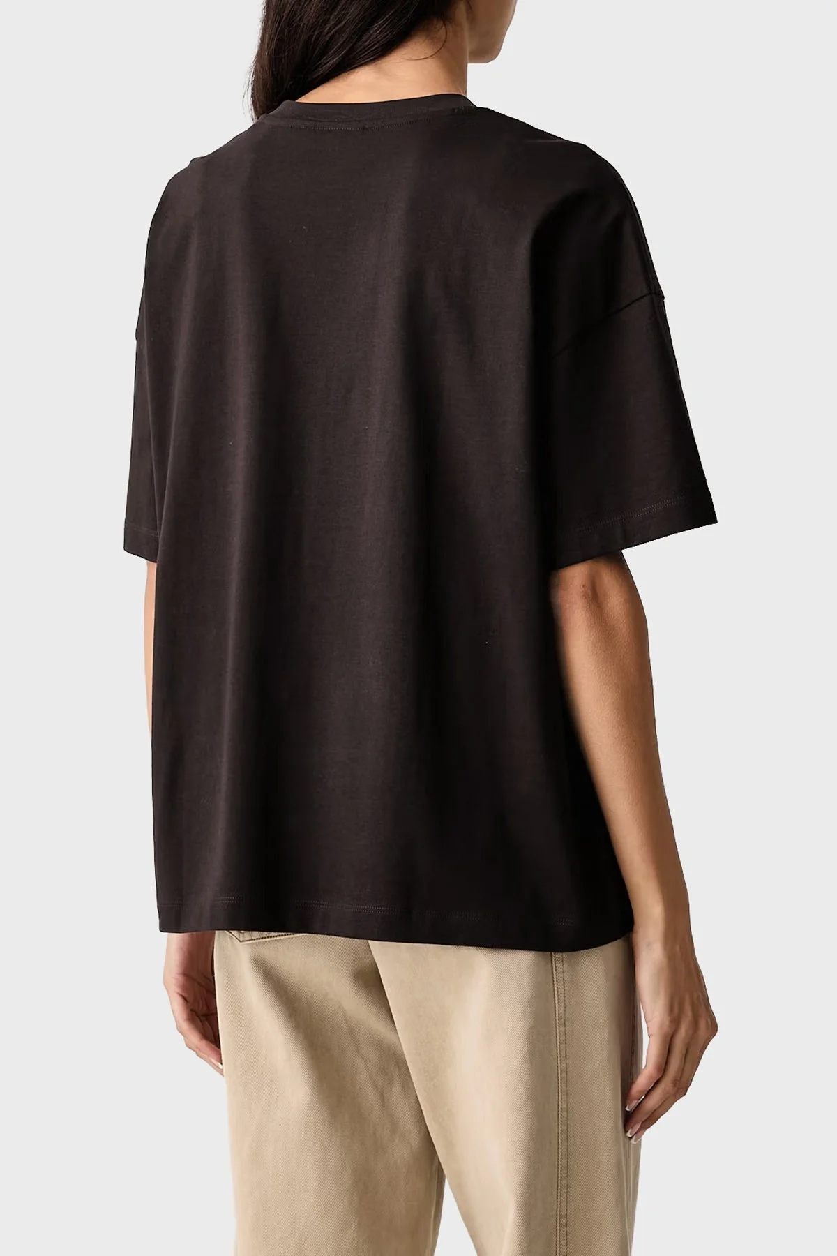 Armani Exchange Logolu Pamuklu Oversize Bisiklet Yaka Kadın T Shirt XW002959 AF15085 U6032 Kahve - 3