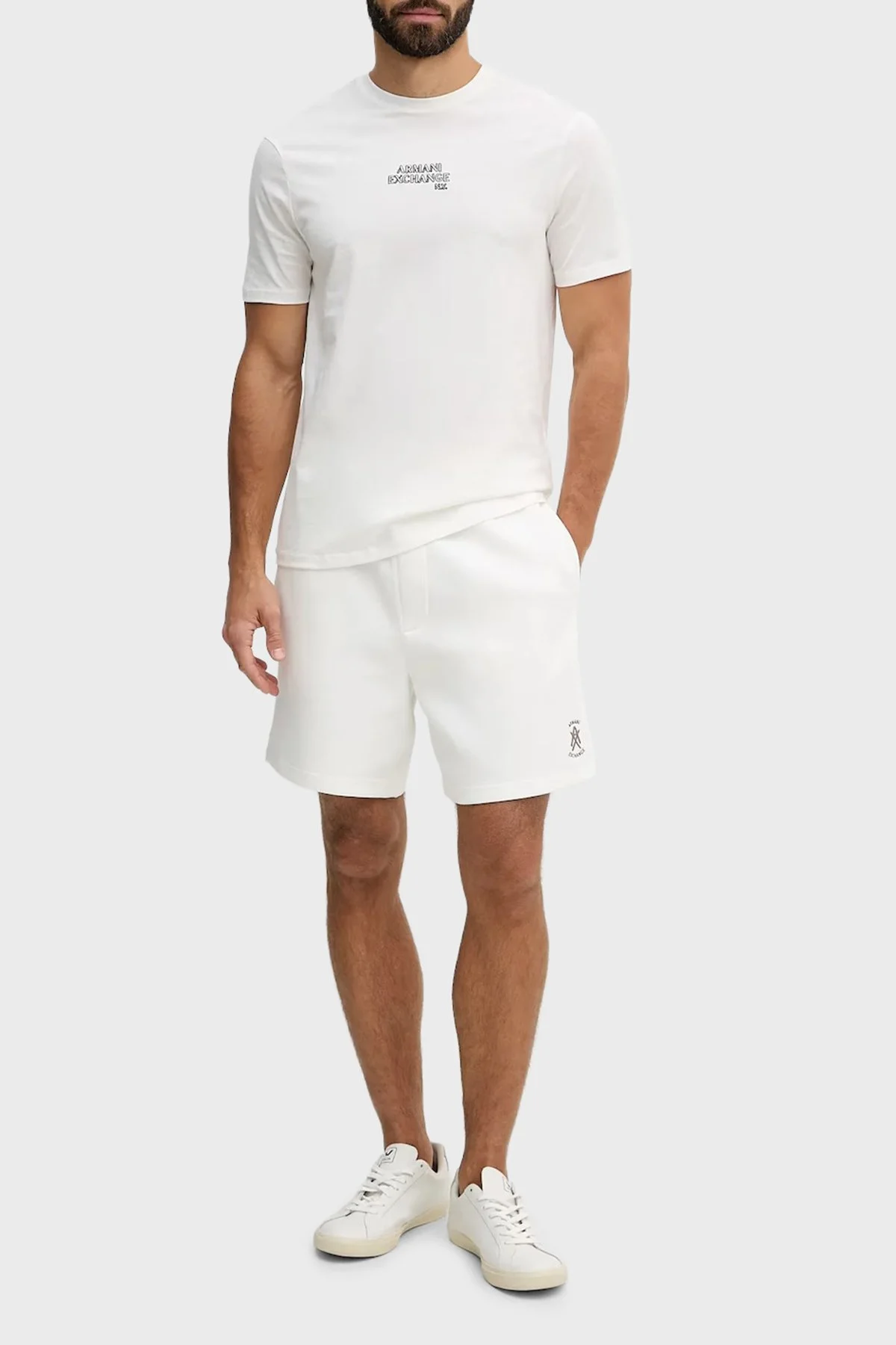 Armani Exchange Logolu Pamuklu Regular Fit Bermuda Erkek Şort XM001773 AF10818 U0009 BEYAZ - 2