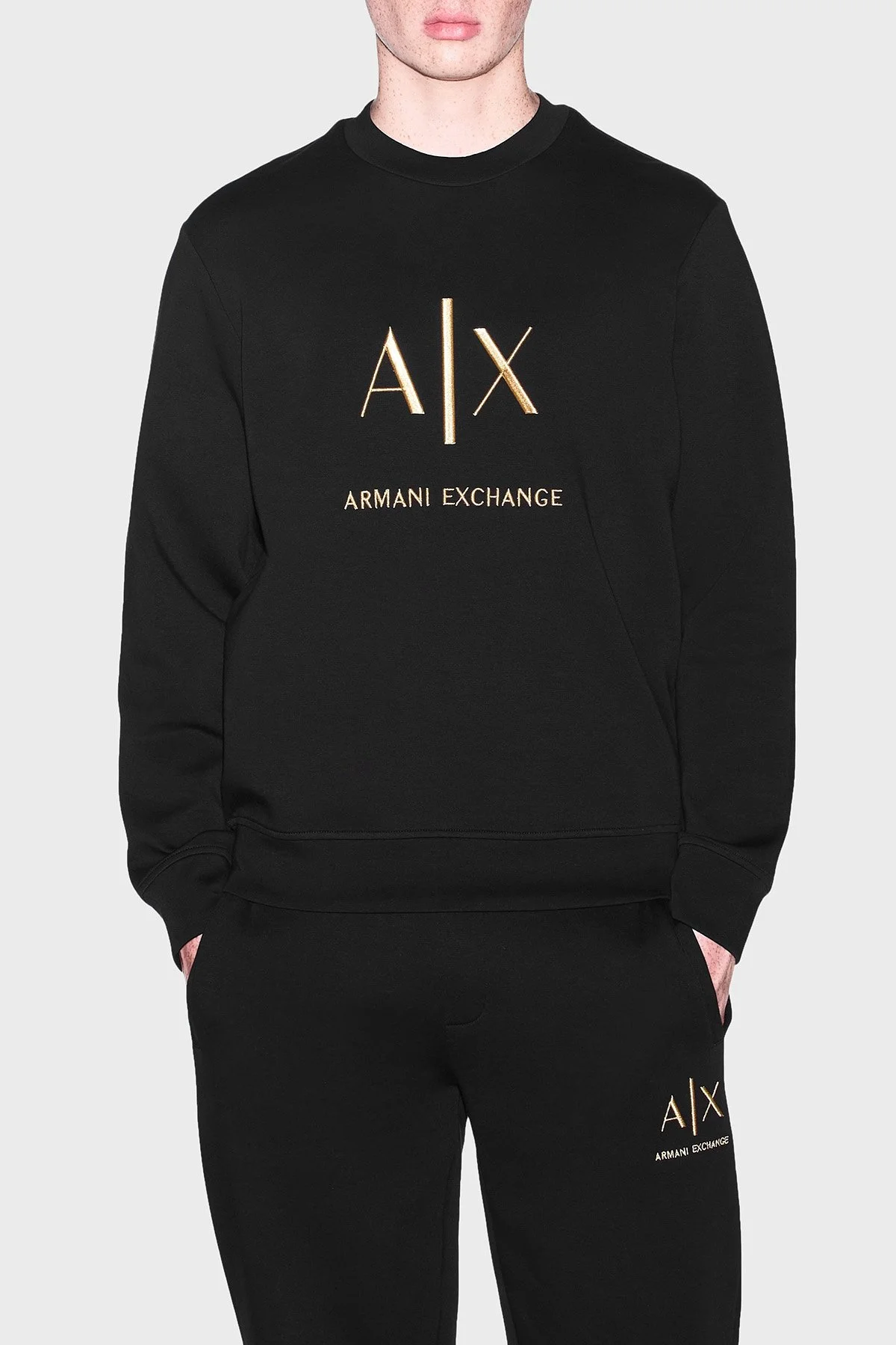 Armani Exchange Logolu Pamuklu Regular Fit Bisiklet Yaka Erkek Sweat XM003551 AF20150 UC001 Siyah - 1