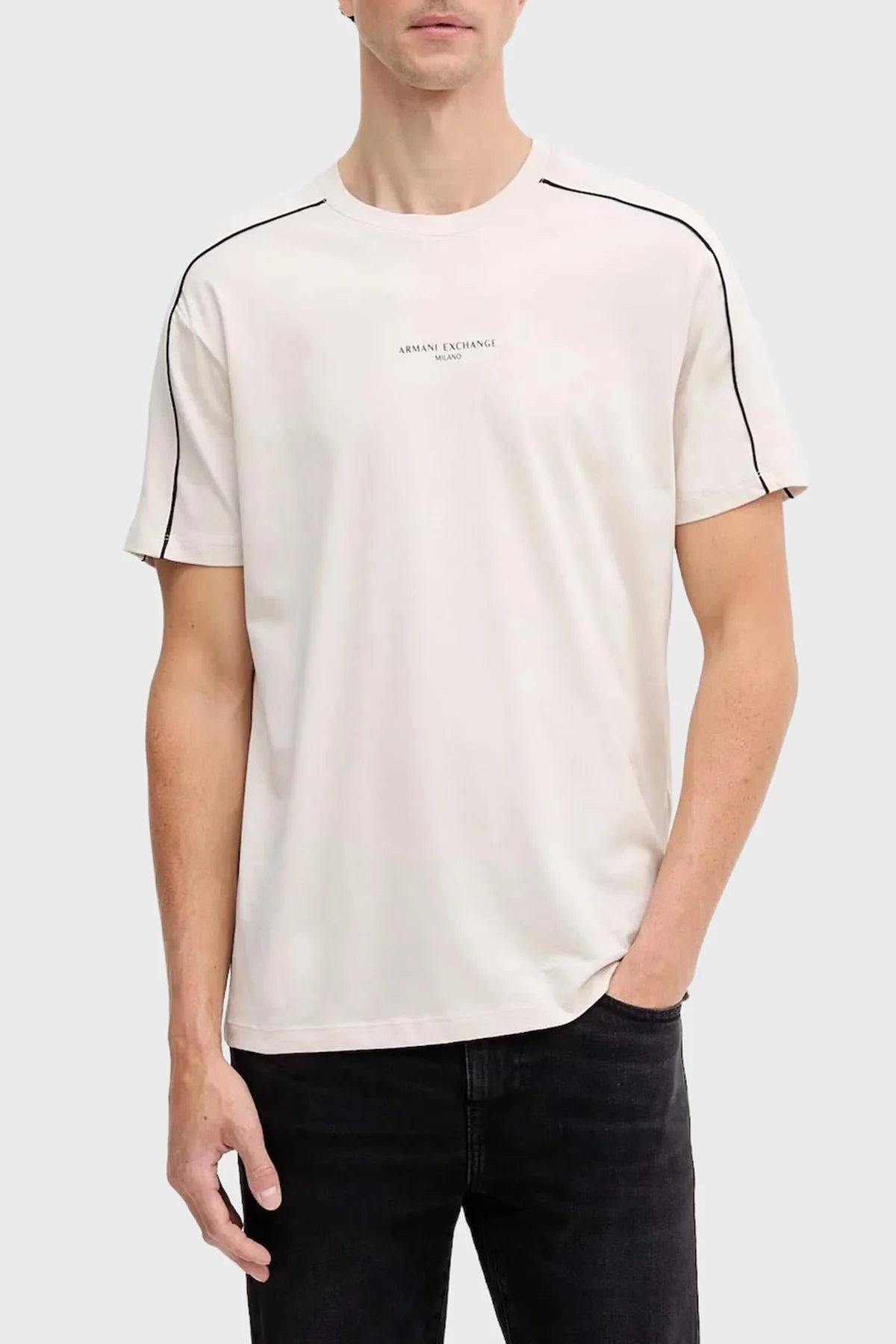 Armani Exchange Logolu Pamuklu Regular Fit Bisiklet Yaka Erkek T Shirt XM001360 AF10358 U1013 BEJ - 1